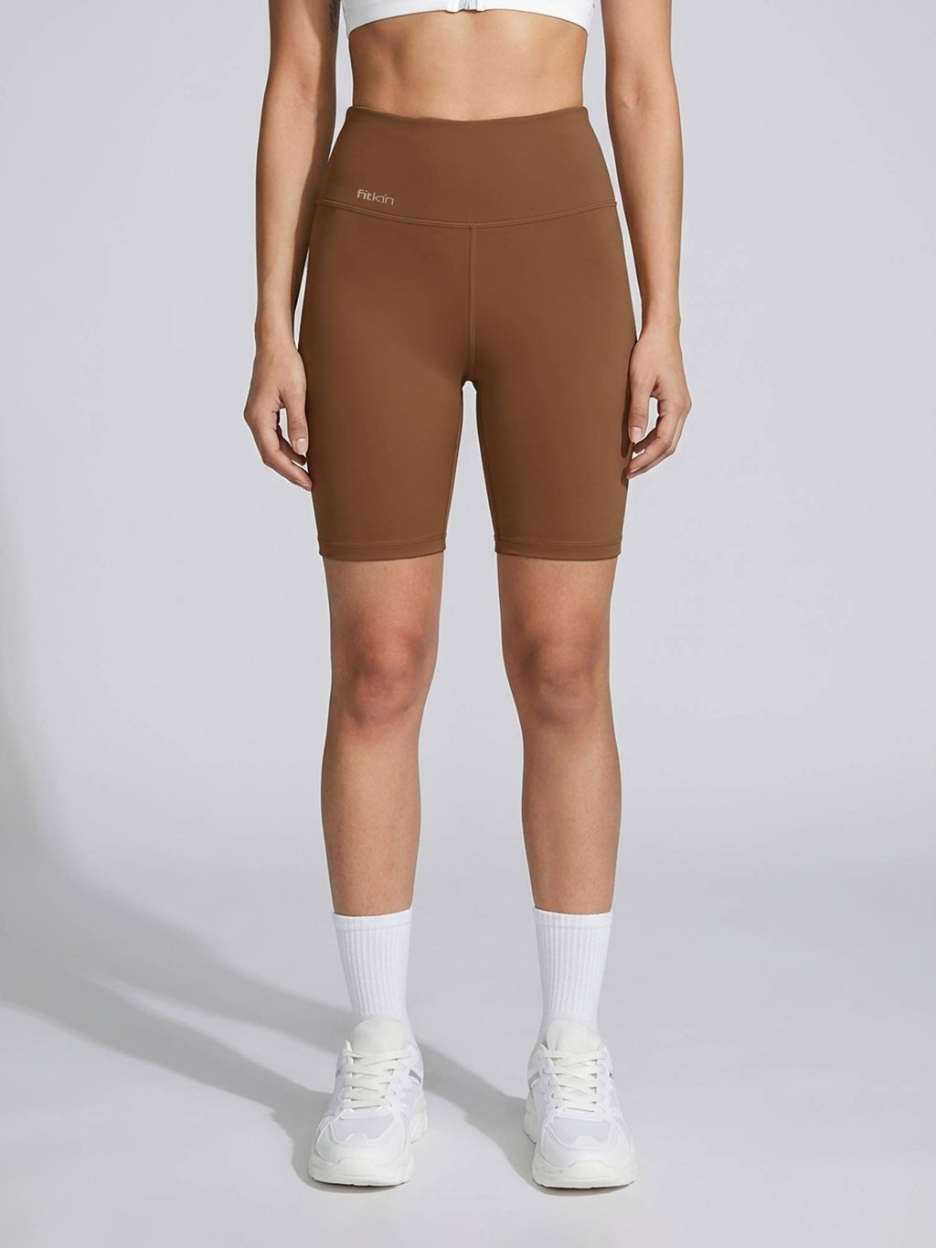 Womens Brown High-Rise Super Soft Cycling Shorts - view 1