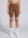 Womens Brown High-Rise Super Soft Cycling Shorts - view 1