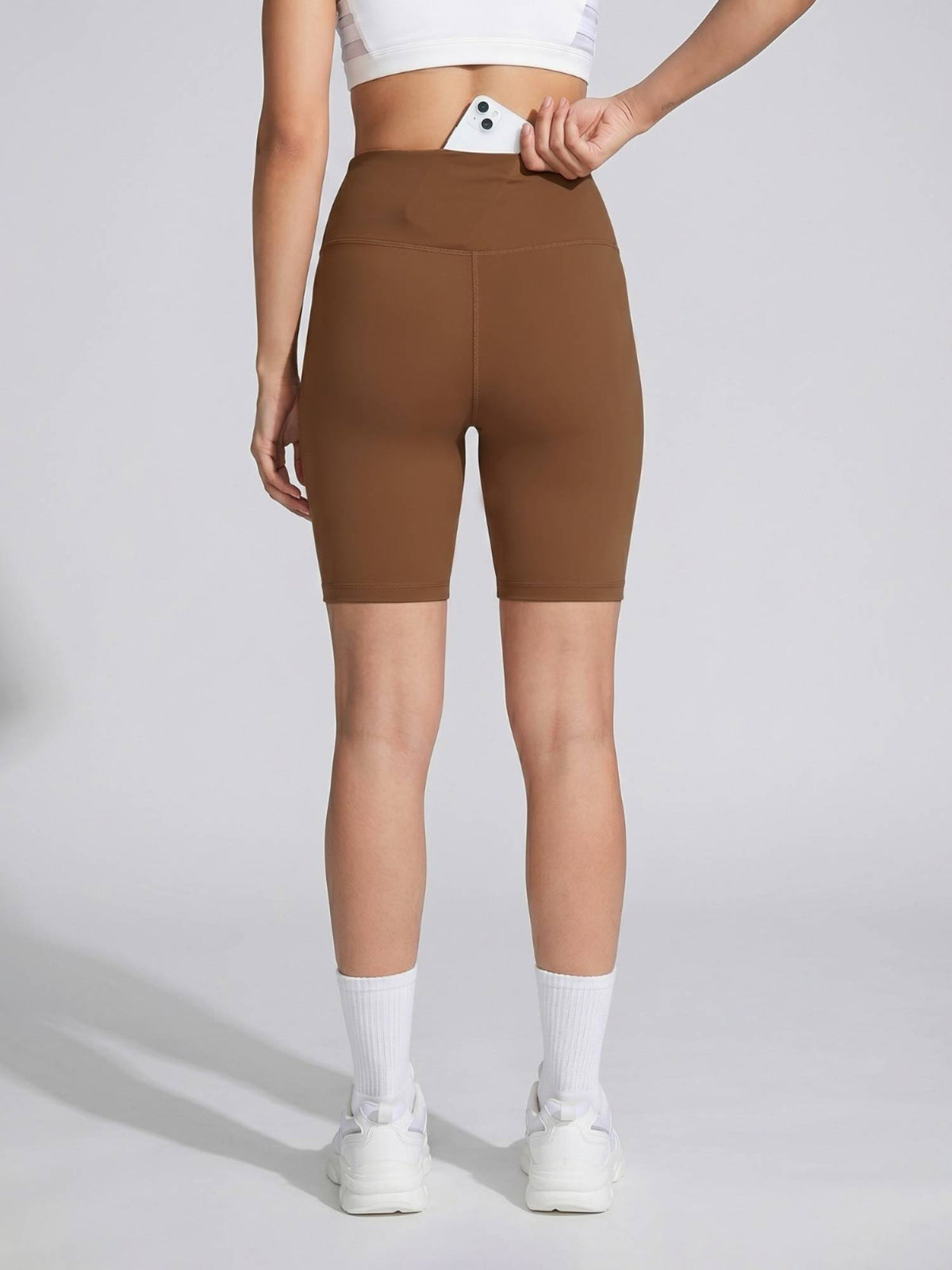 Womens Brown High-Rise Super Soft Cycling Shorts - view 2