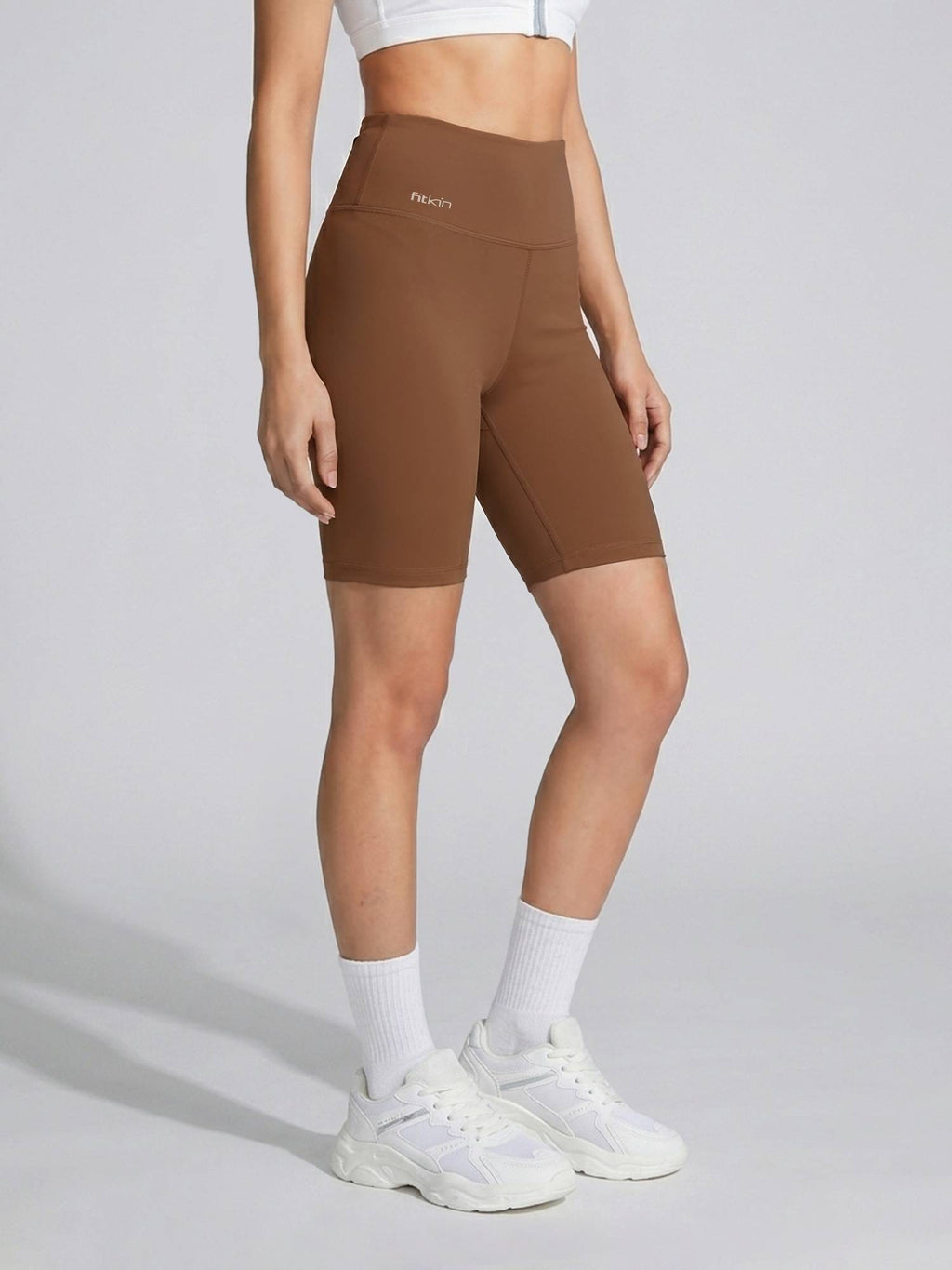 Womens Brown High-Rise Super Soft Cycling Shorts - view 3
