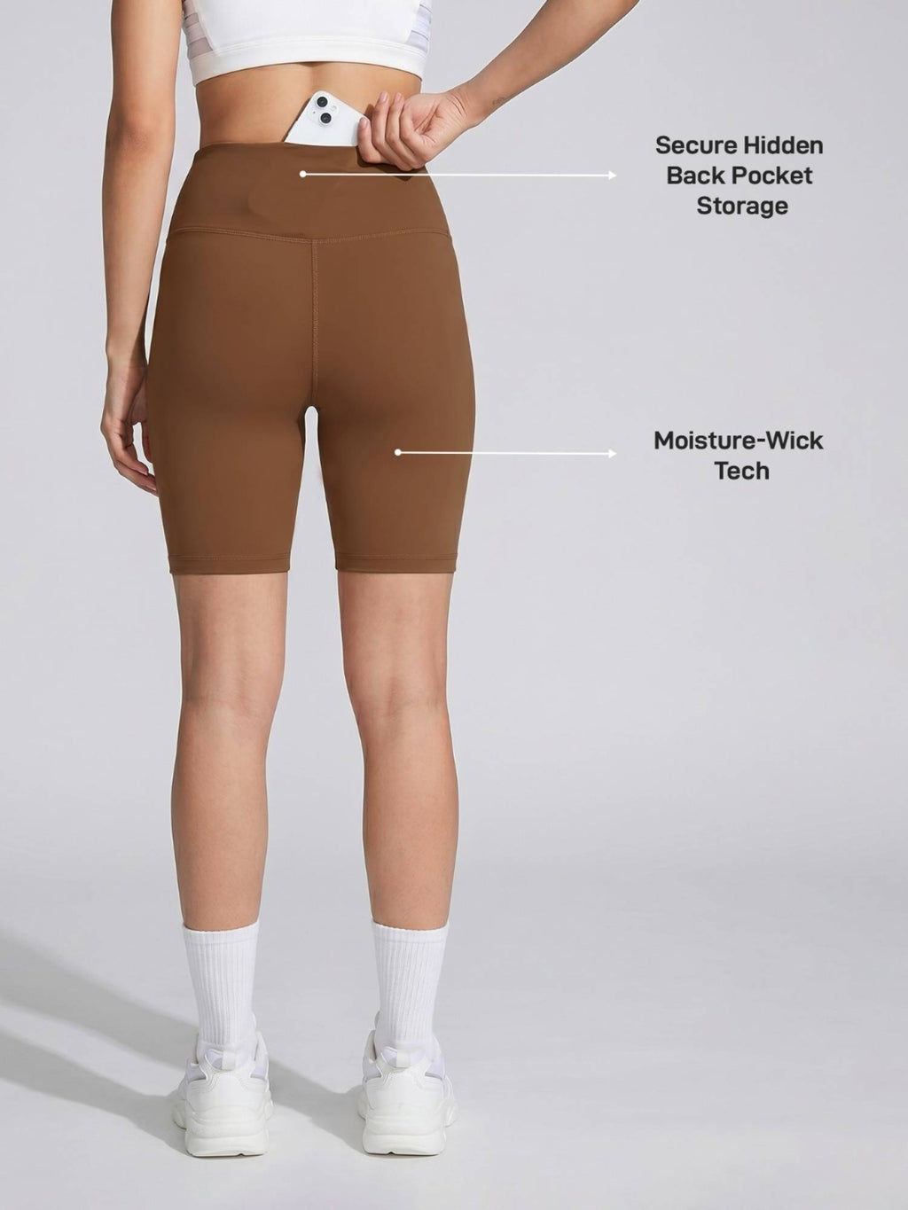 Womens Brown High-Rise Super Soft Cycling Shorts - view 4