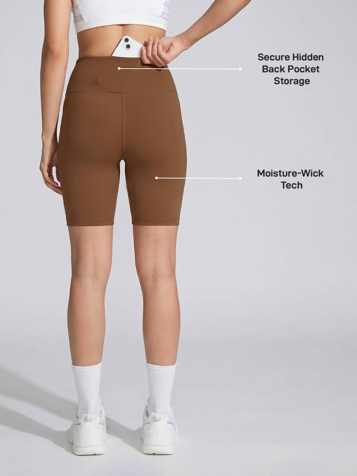 Womens Brown High-Rise Super Soft Cycling Shorts - view 4