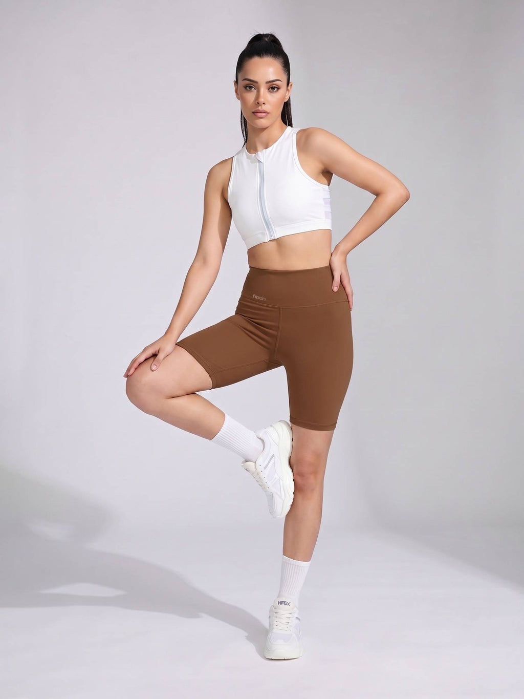 Womens Brown High-Rise Super Soft Cycling Shorts - view 6