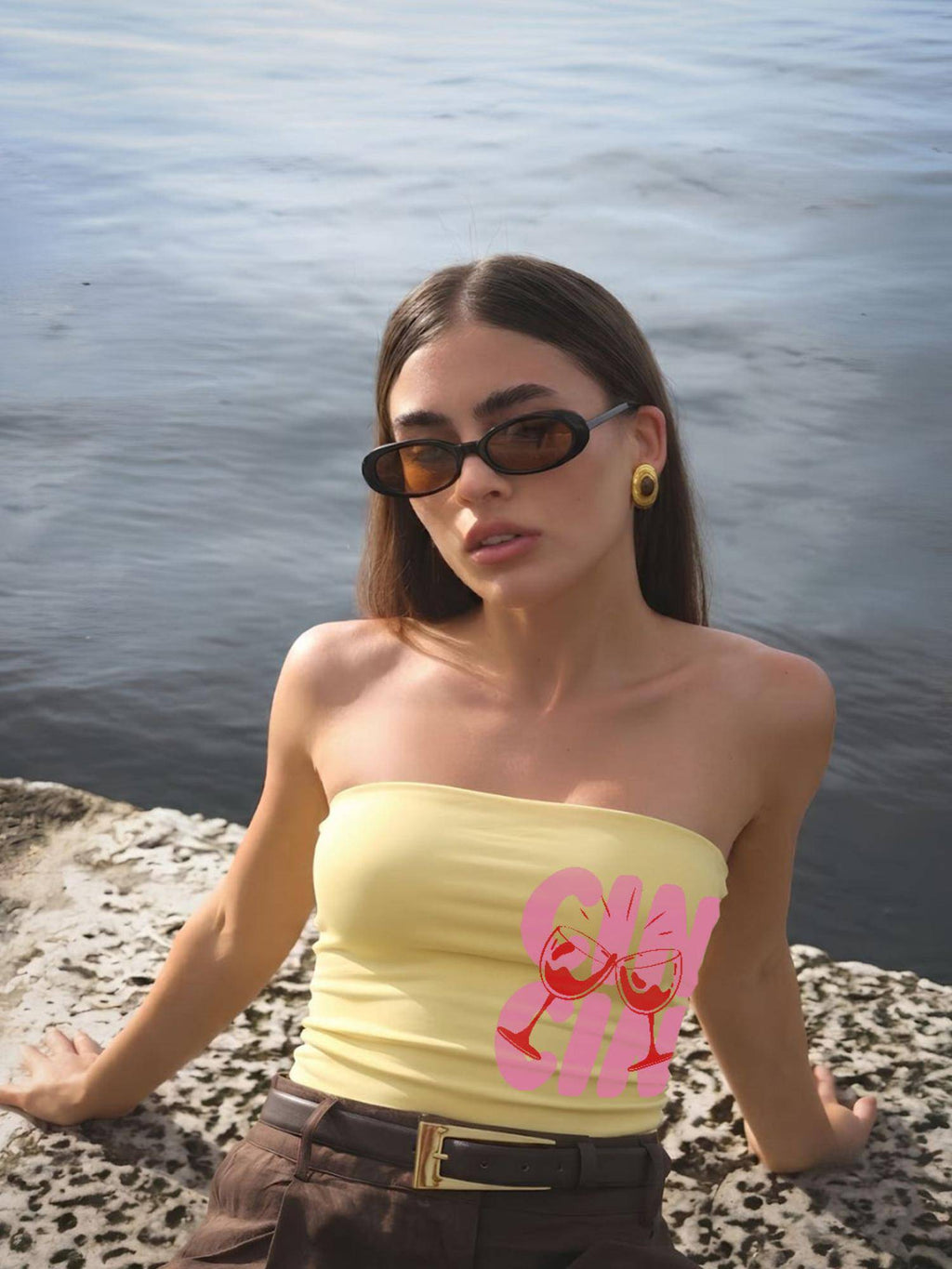 Yellow Cin Cin Sun Tube Crop Top | CT61 - view 2