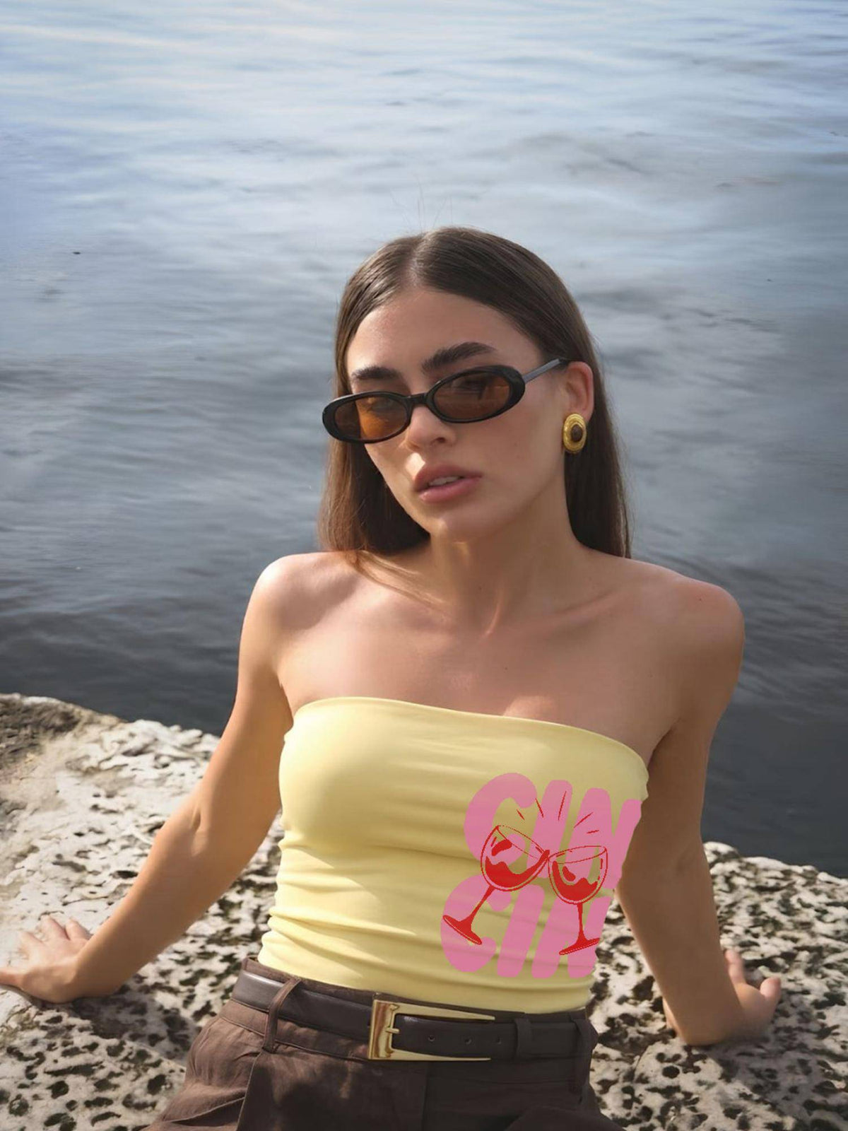 Yellow Cin Cin Sun Tube Crop Top | TT90 - view 2