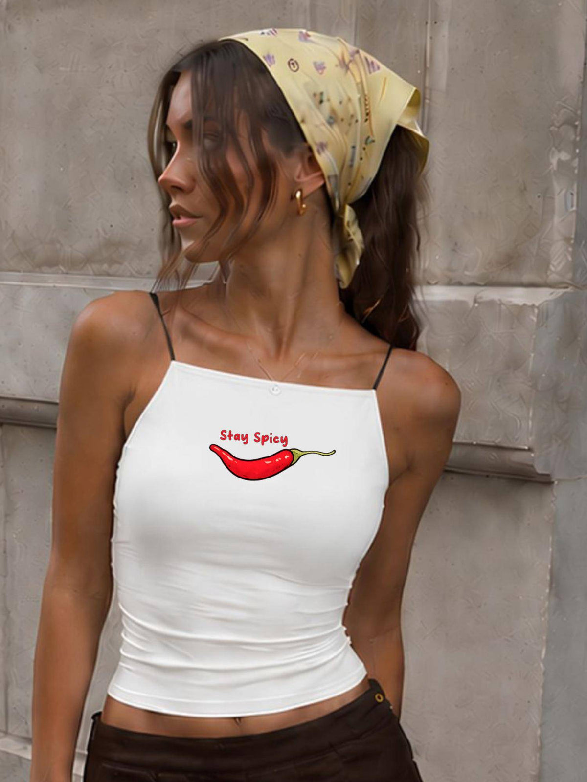Stay Spicy Cloud White Tank Top | TT98 - view 1