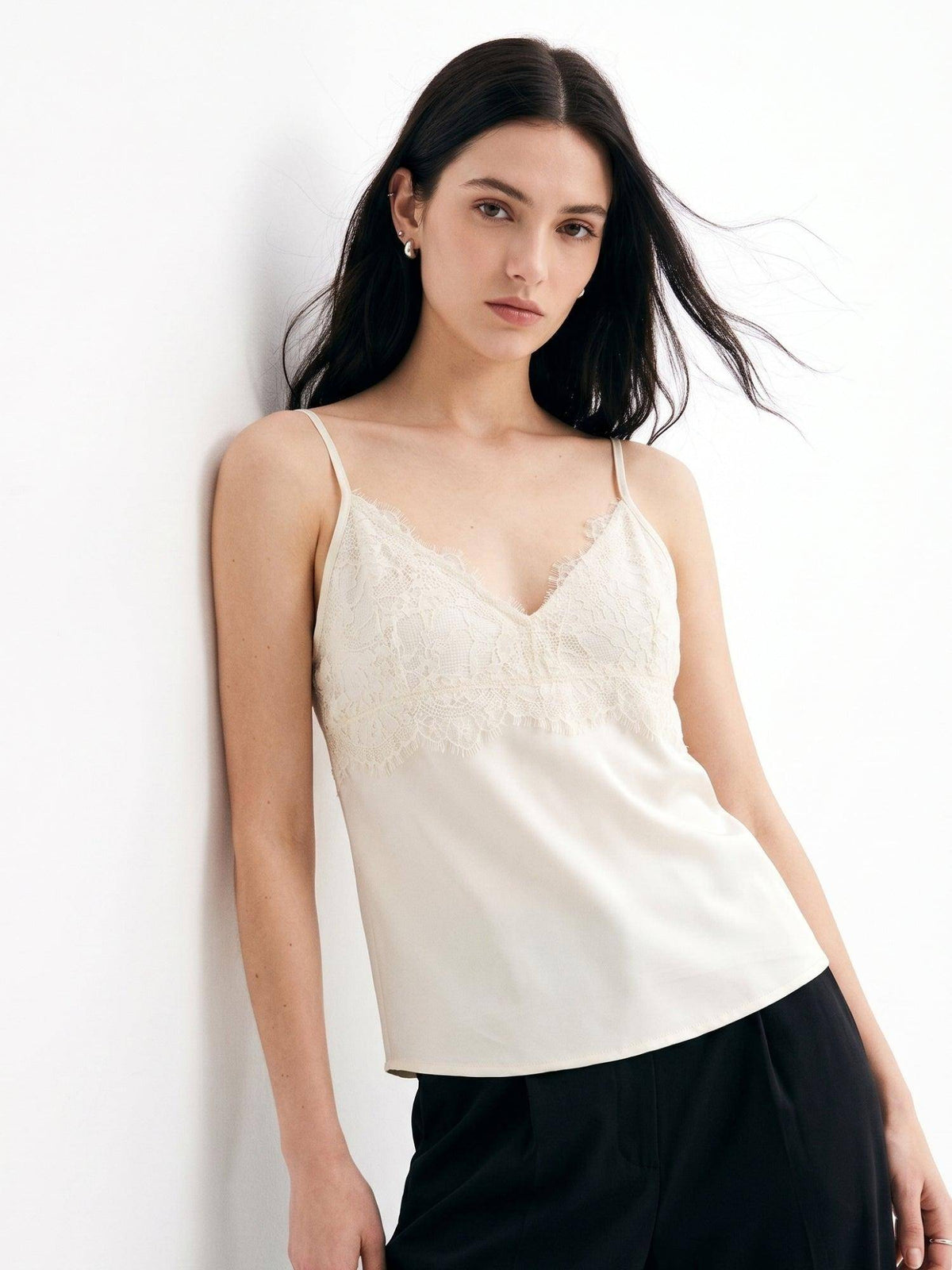 Cream Strappy Lace Bustier Camisole | TT98 - view 1