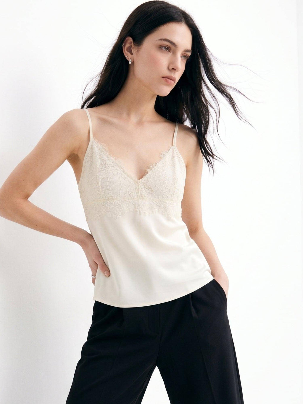 Cream Strappy Lace Bustier Camisole | TT98 - view 3