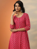 Gerua Red Printed Rayon A-Line Kurta