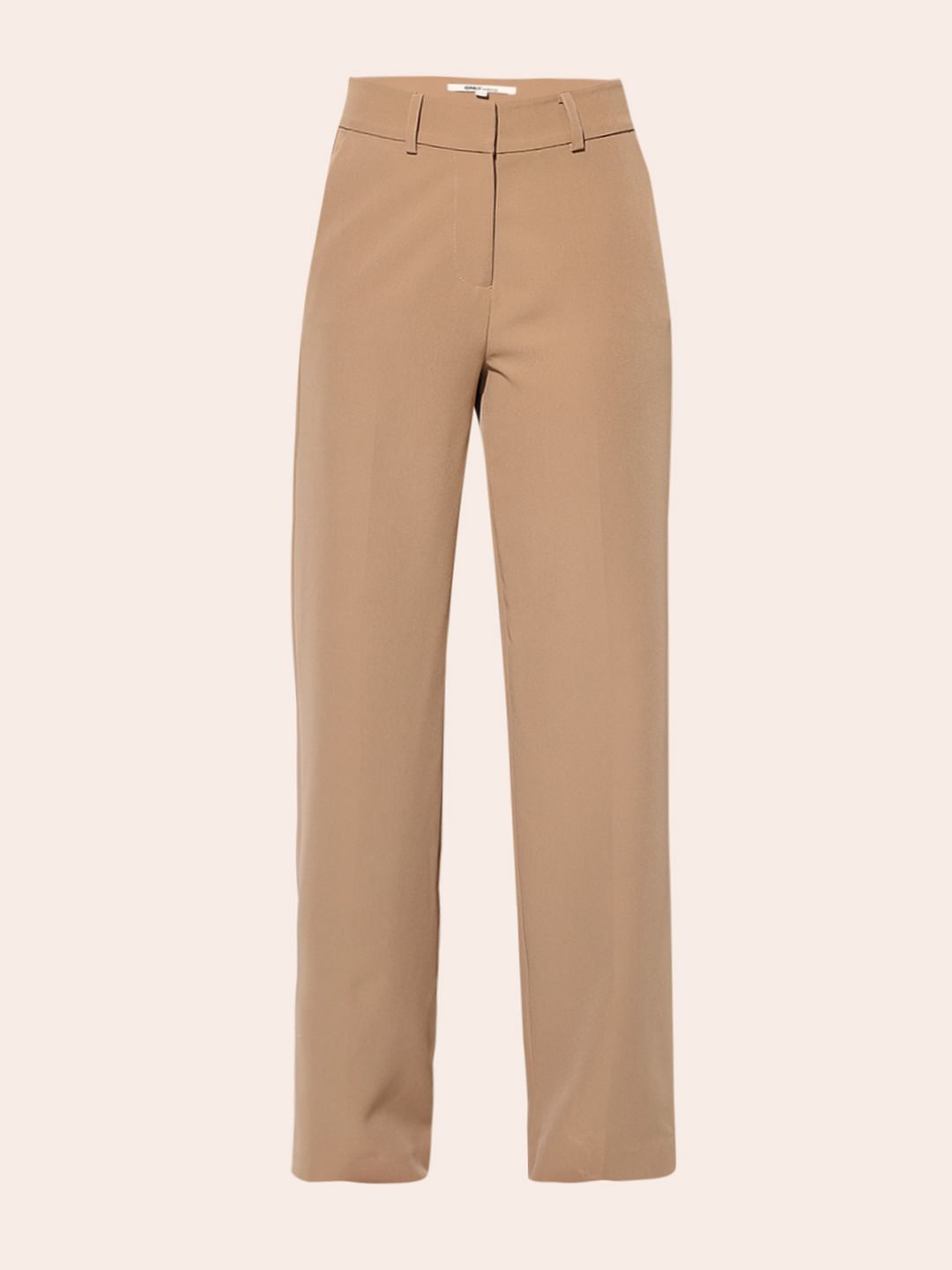 Beige Straight Fit Tailored Pants