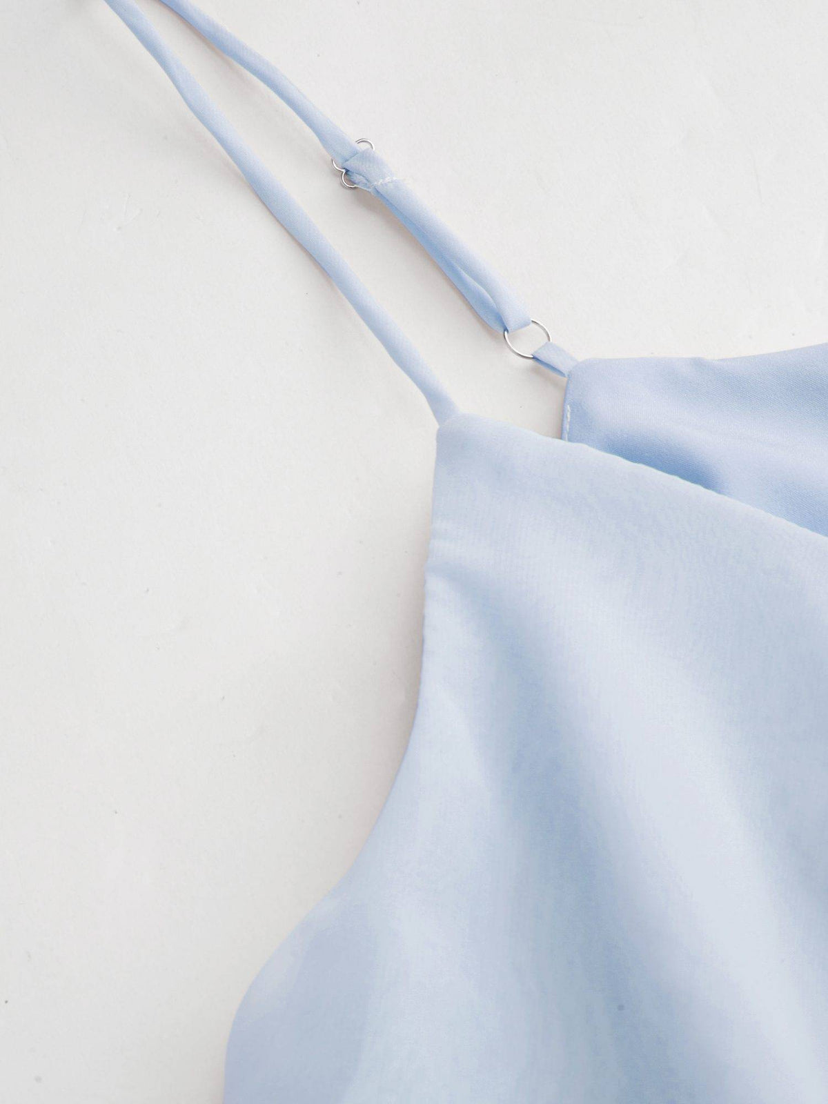 Ruffle Hem Women’s Layered Mesh Cami Top Light Blue | TT98 - view 11