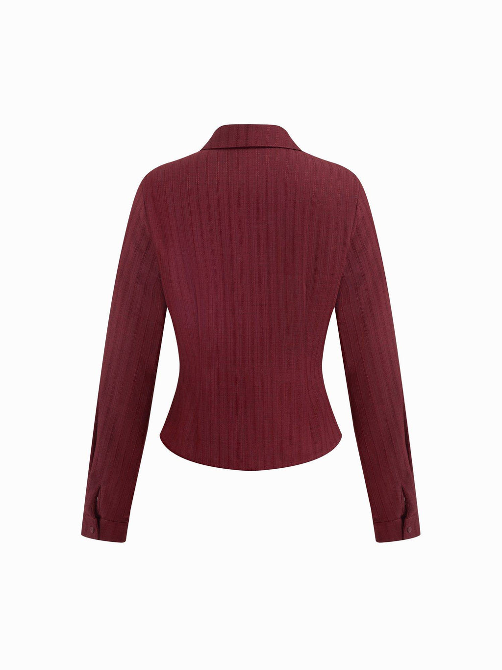 Textured Women's Regular Fit Collar Button-Down Shirt Wine | S67 - view 2