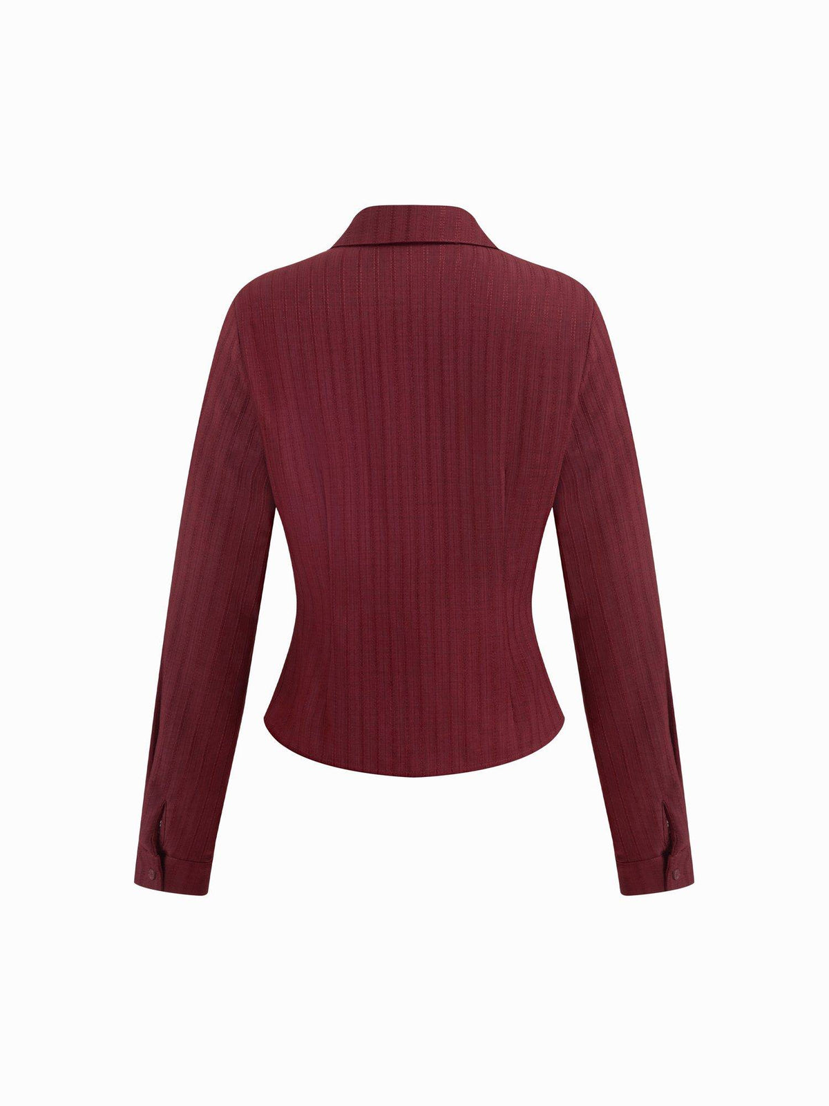 Textured Women's Regular Fit Collar Button-Down Shirt Wine | S67 - view 2