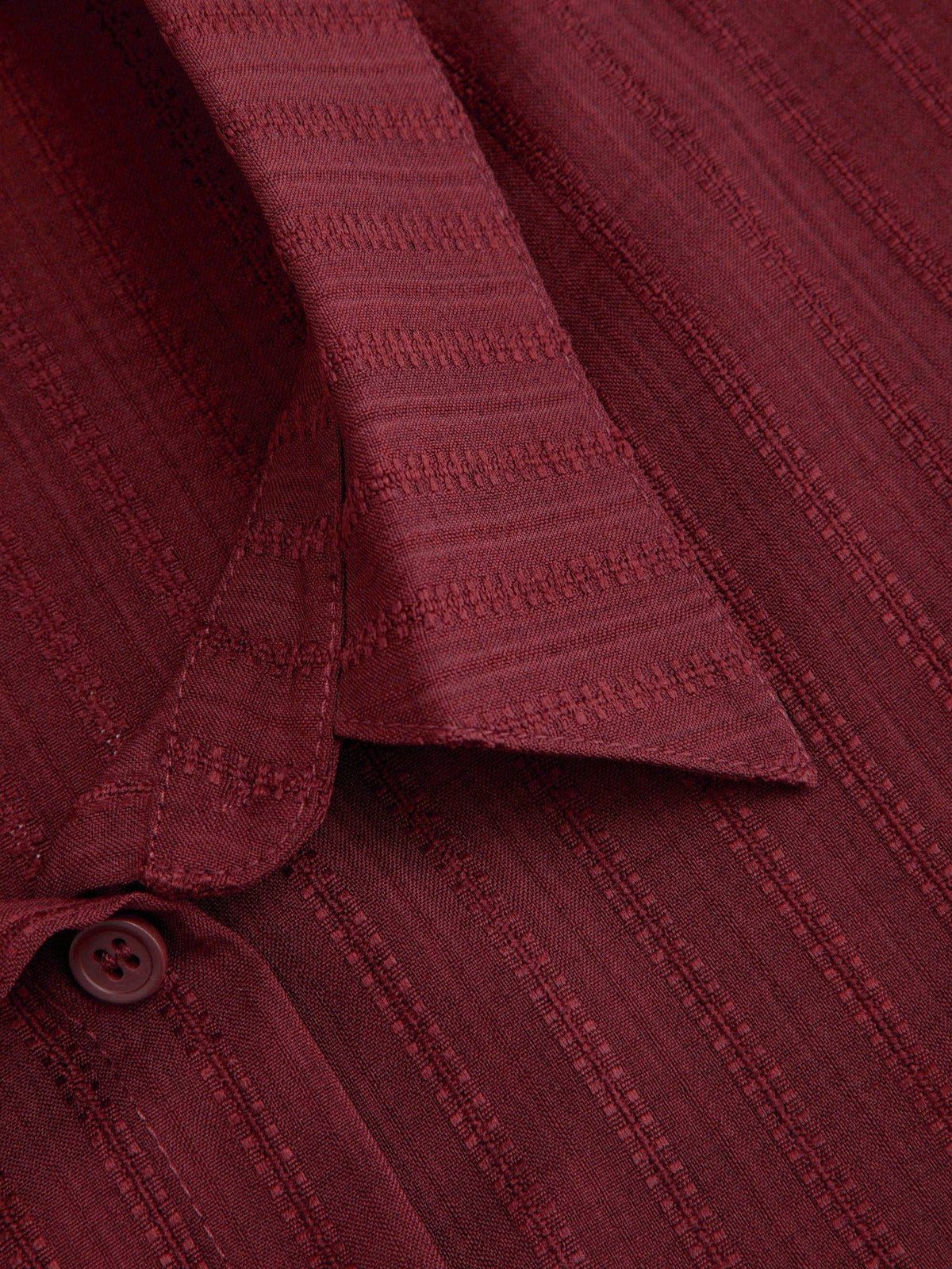 Textured Women's Regular Fit Collar Button-Down Shirt Wine | S67 - view 7