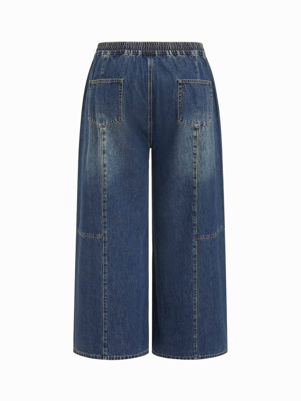 Curve & Plus Women High-Rise Elastic Waist Wide-Leg Jeans Indigo | BG78 - view 11