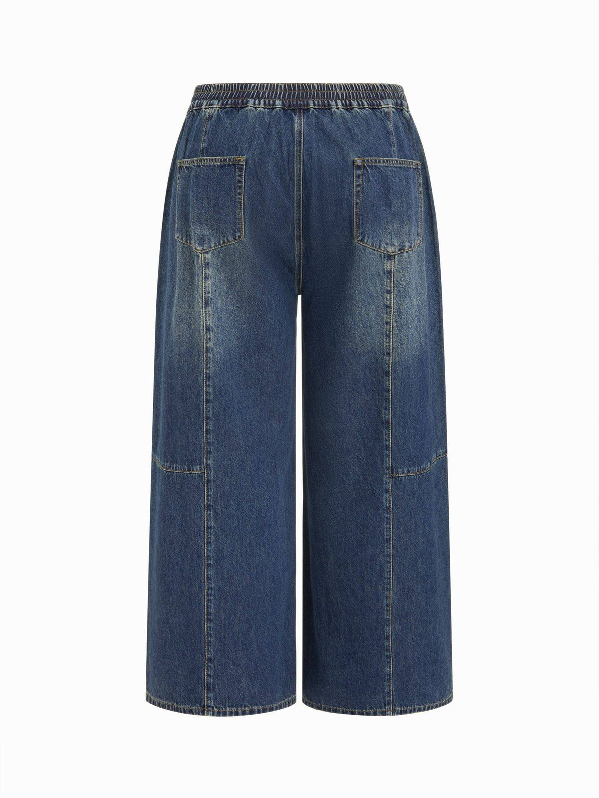 Curve & Plus Women High-Rise Elastic Waist Wide-Leg Jeans Indigo | BG78 - view 11