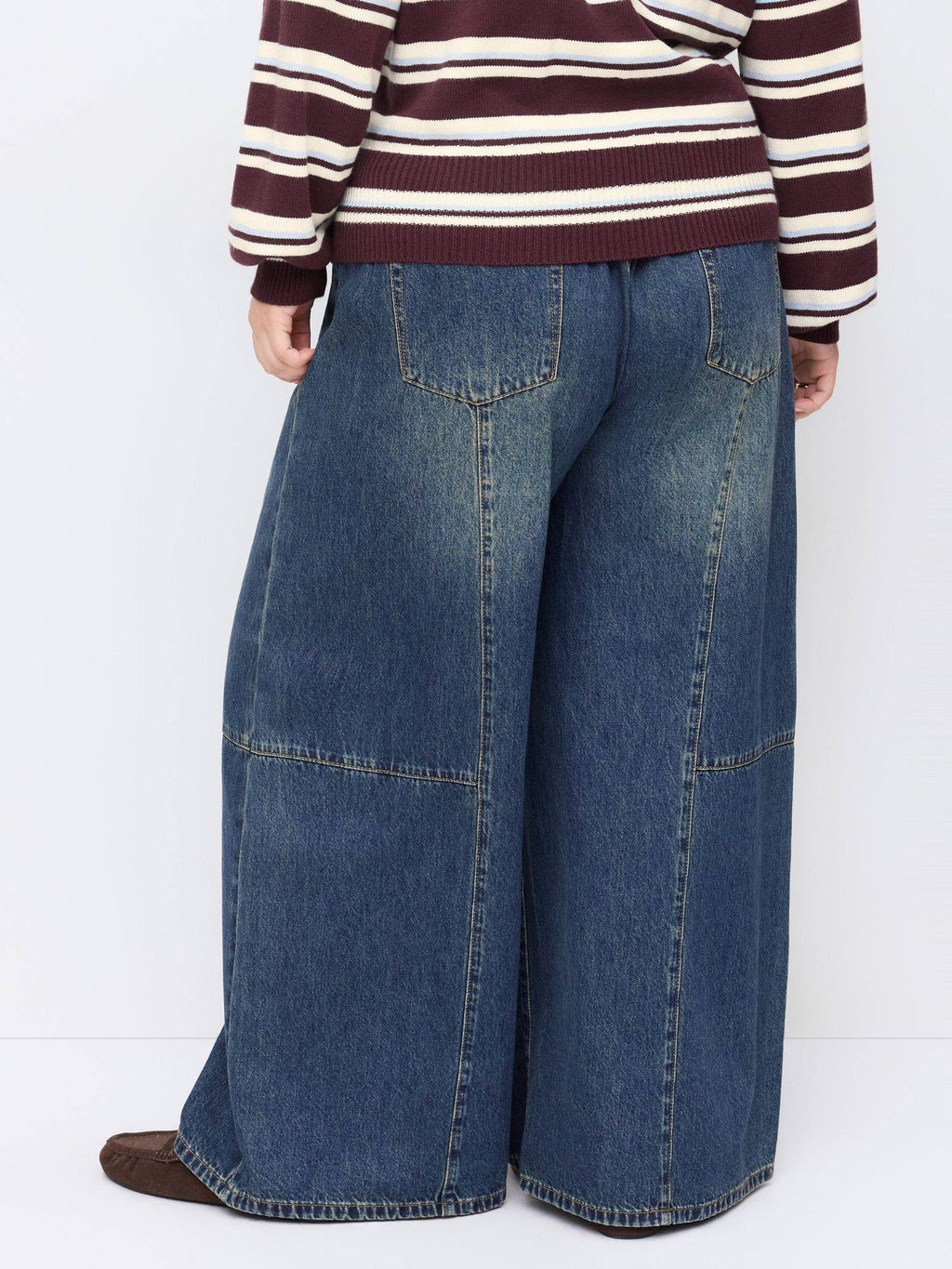Curve & Plus Women High-Rise Elastic Waist Wide-Leg Jeans Indigo | BG78 - view 2