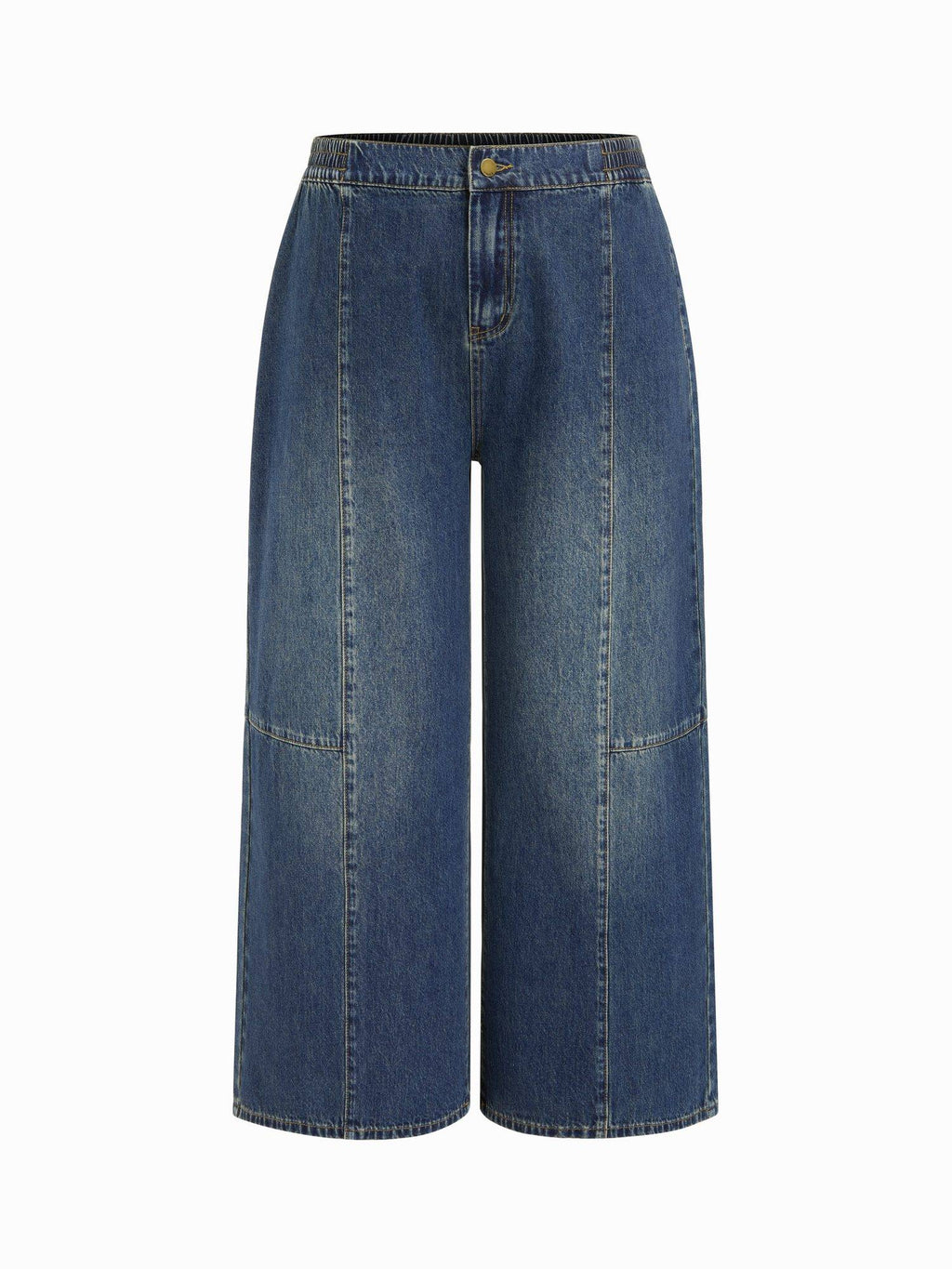 Curve & Plus Women High-Rise Elastic Waist Wide-Leg Jeans Indigo | BG78 - view 4