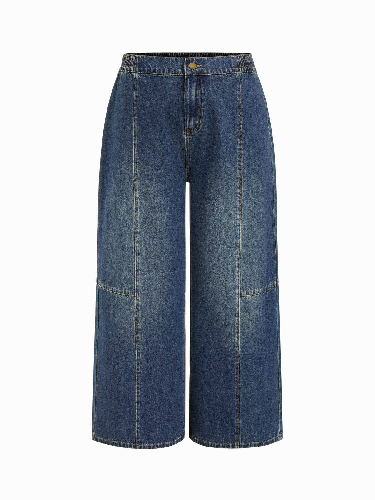 Curve & Plus Women High-Rise Elastic Waist Wide-Leg Jeans Indigo | BG78 - view 4