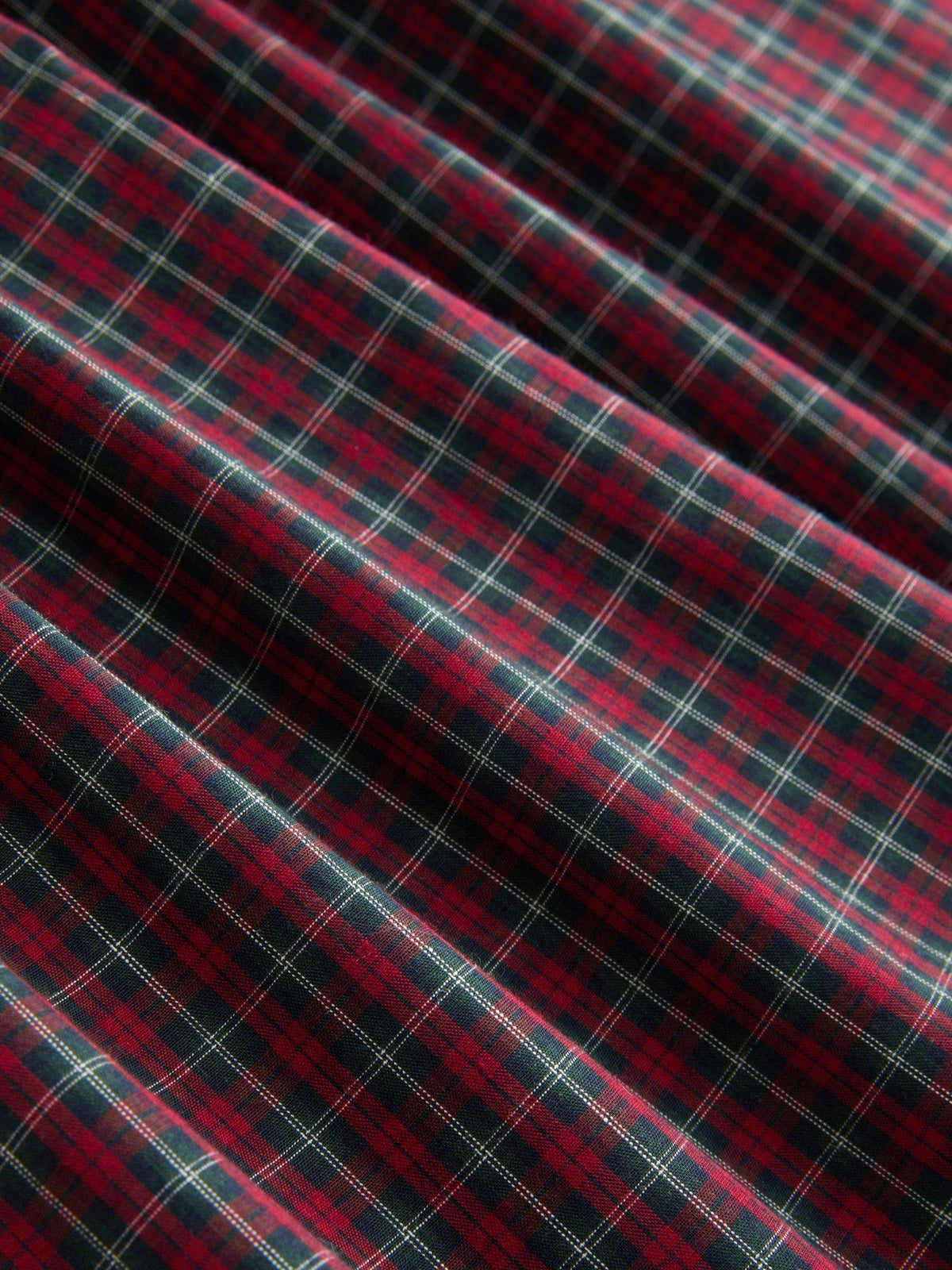 Cotton Blend Women's Plaid Puff Sleeve Oversized Blouse Wine | S67 - view 5