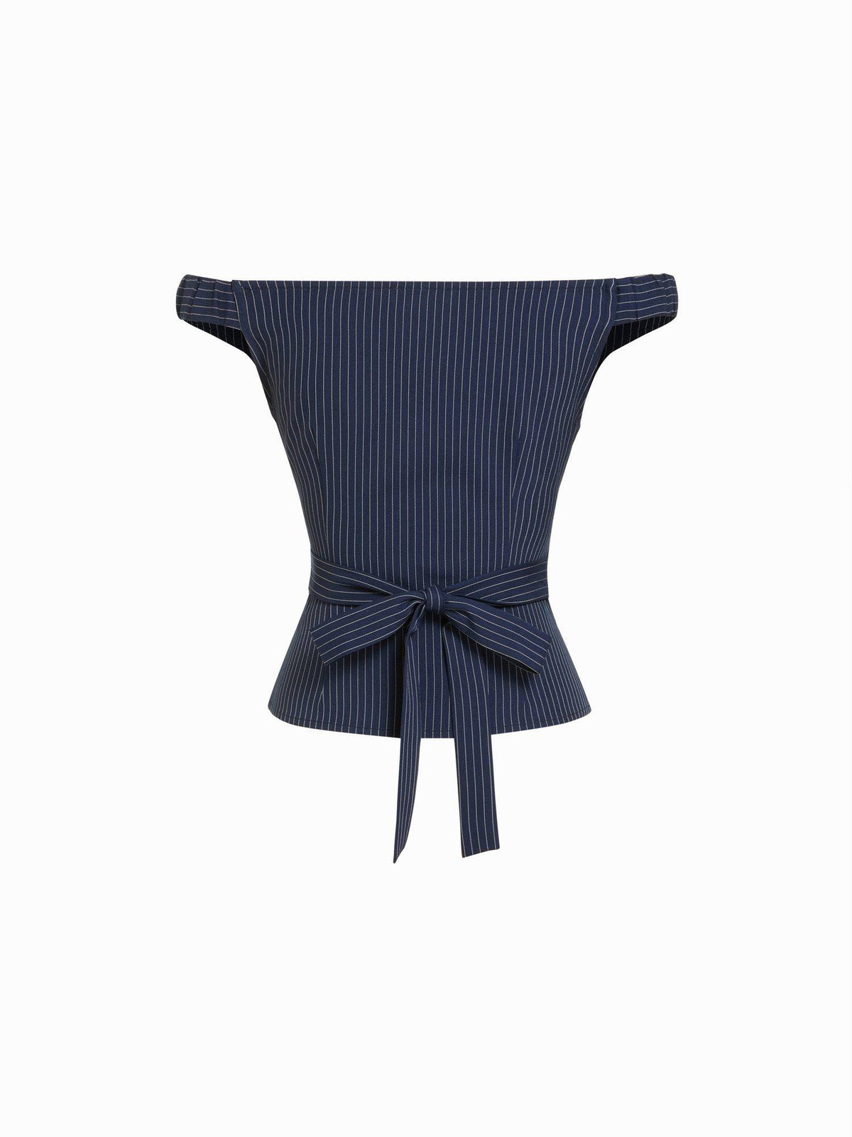 Asymmetrical Neck Women's Ruched Button-Down Blouse Navy Blue | S67 - view 2
