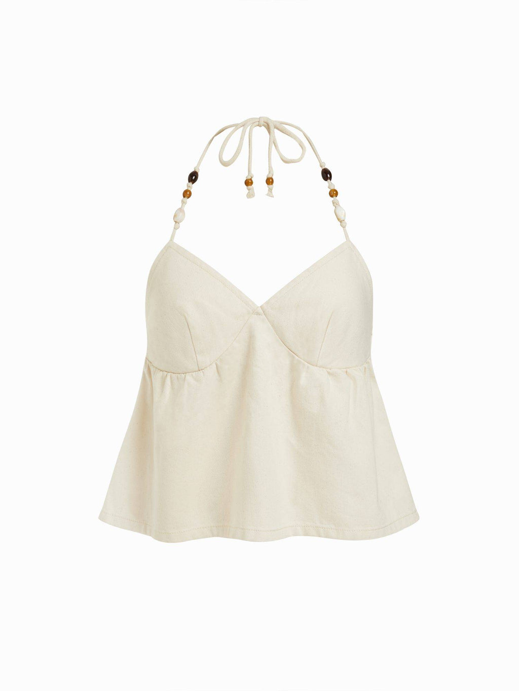 Beaded Women's Halter Neck Oversized Cami Top Beige | TT98 - view 5