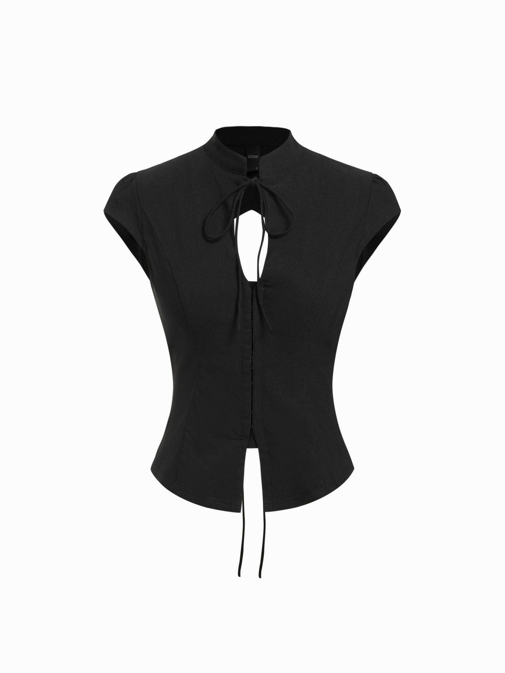 Tie-Front Women Cut-Out Backless Slim Blouse Black | S67 - view 4