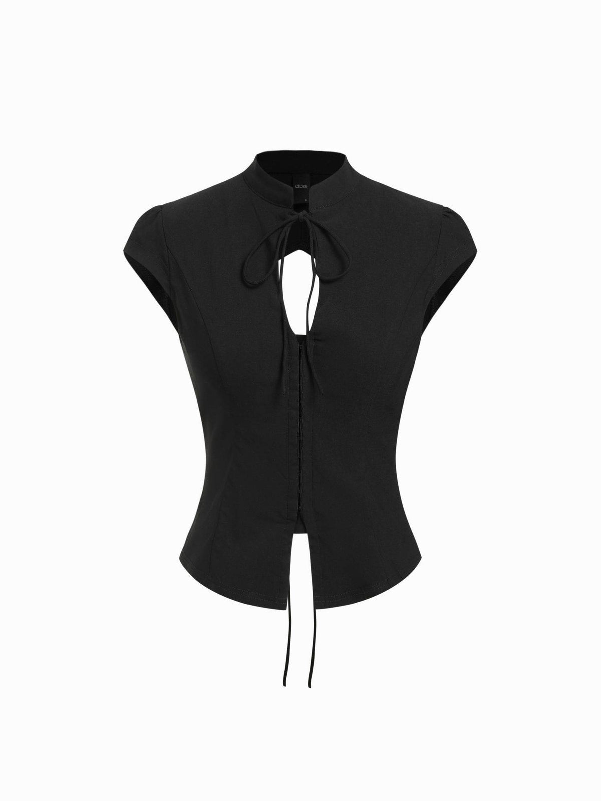 Tie-Front Women Cut-Out Backless Slim Blouse Black | S67 - view 4