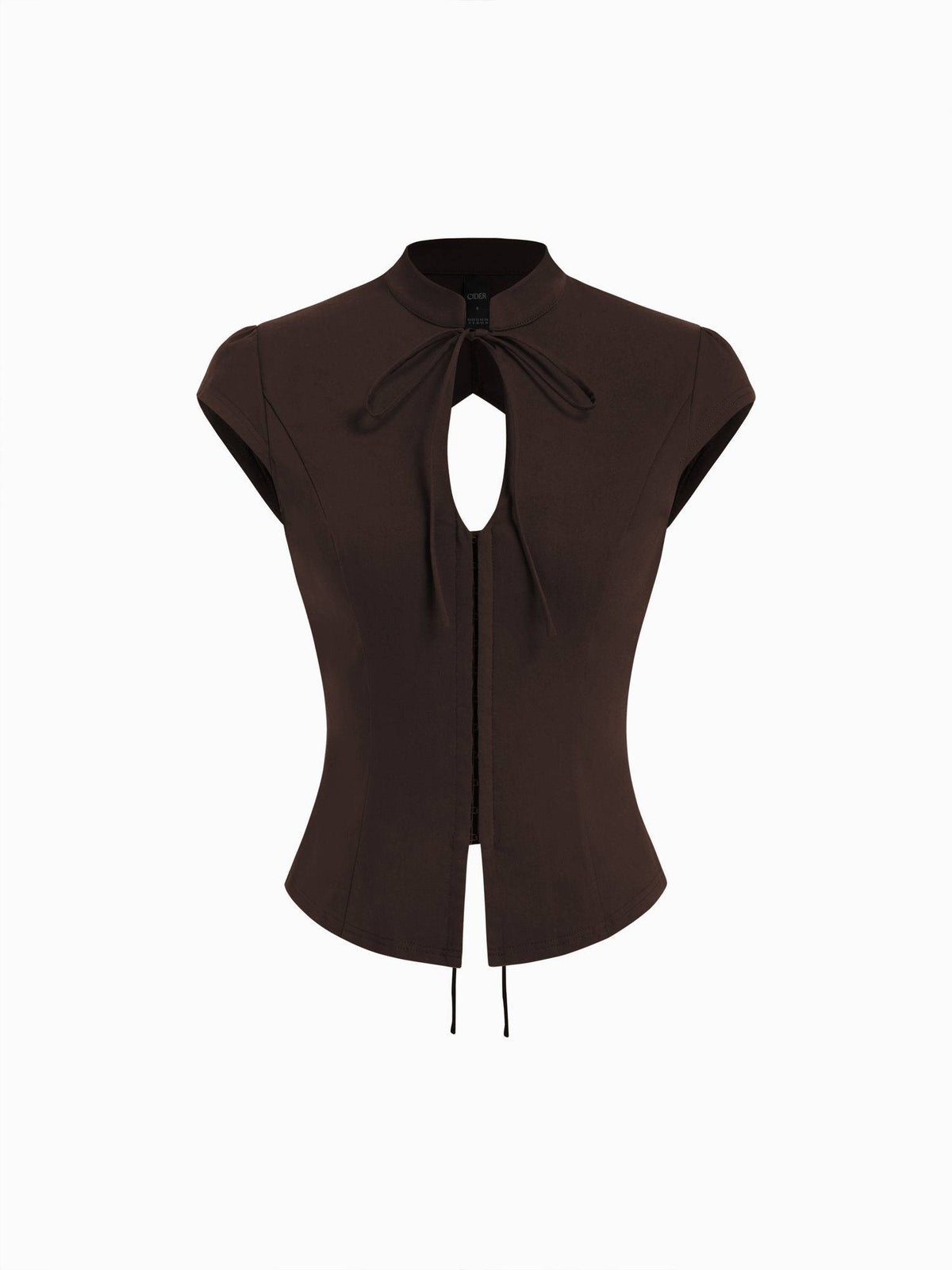 Tie-Front Women Cut-Out Backless Slim Blouse Black | S67 - view 12