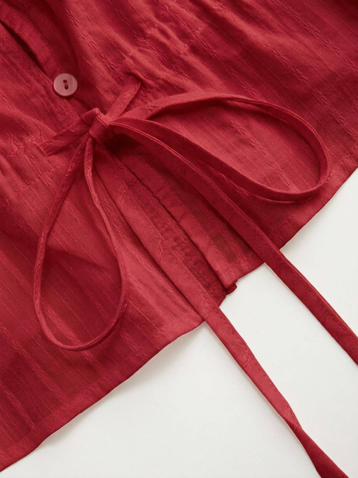 100% Cotton Women V-Neck Drawstring Peplum Blouse Red | pt51 - view 6