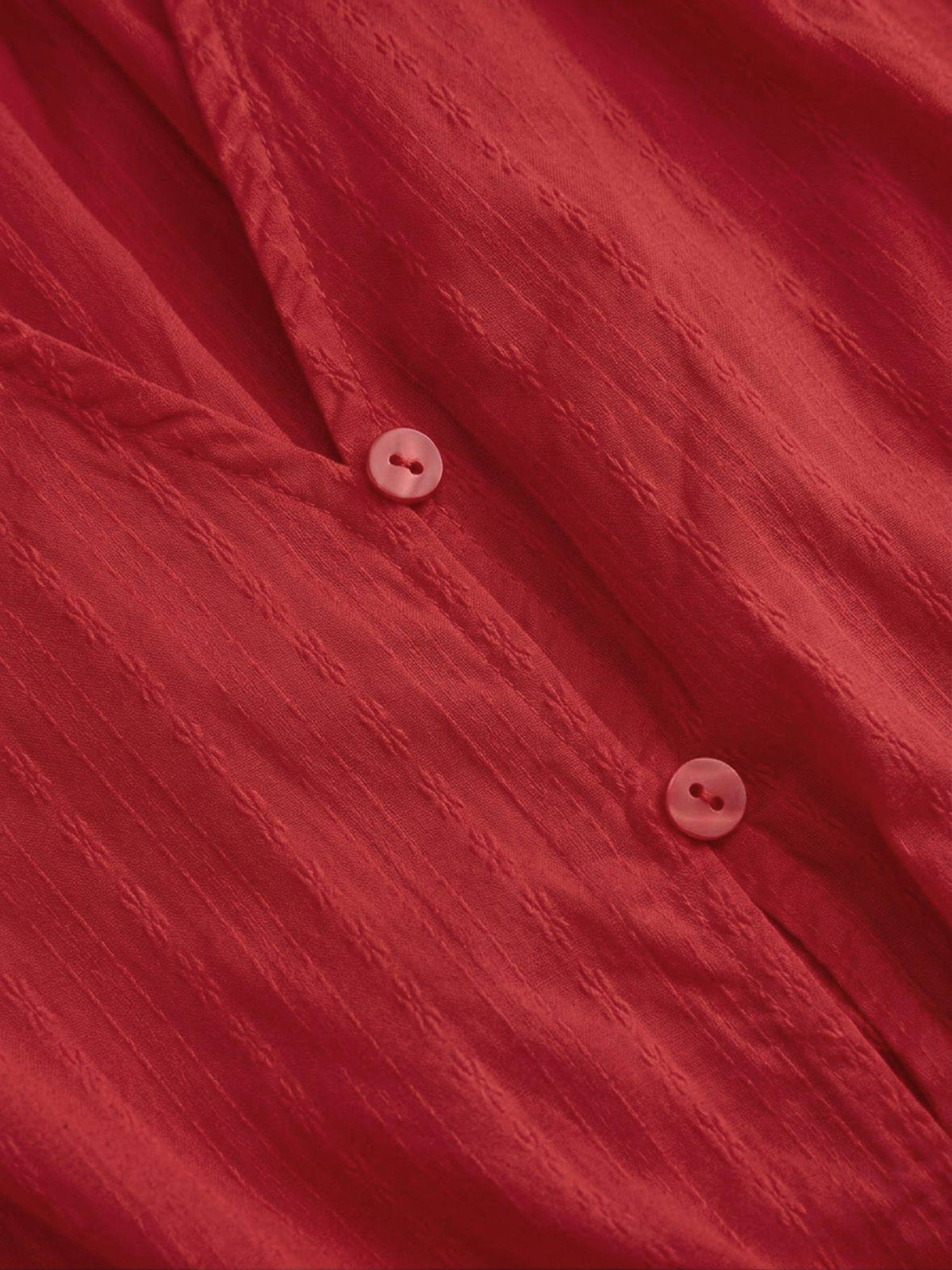 100% Cotton Women V-Neck Drawstring Peplum Blouse Red | pt51 - view 8