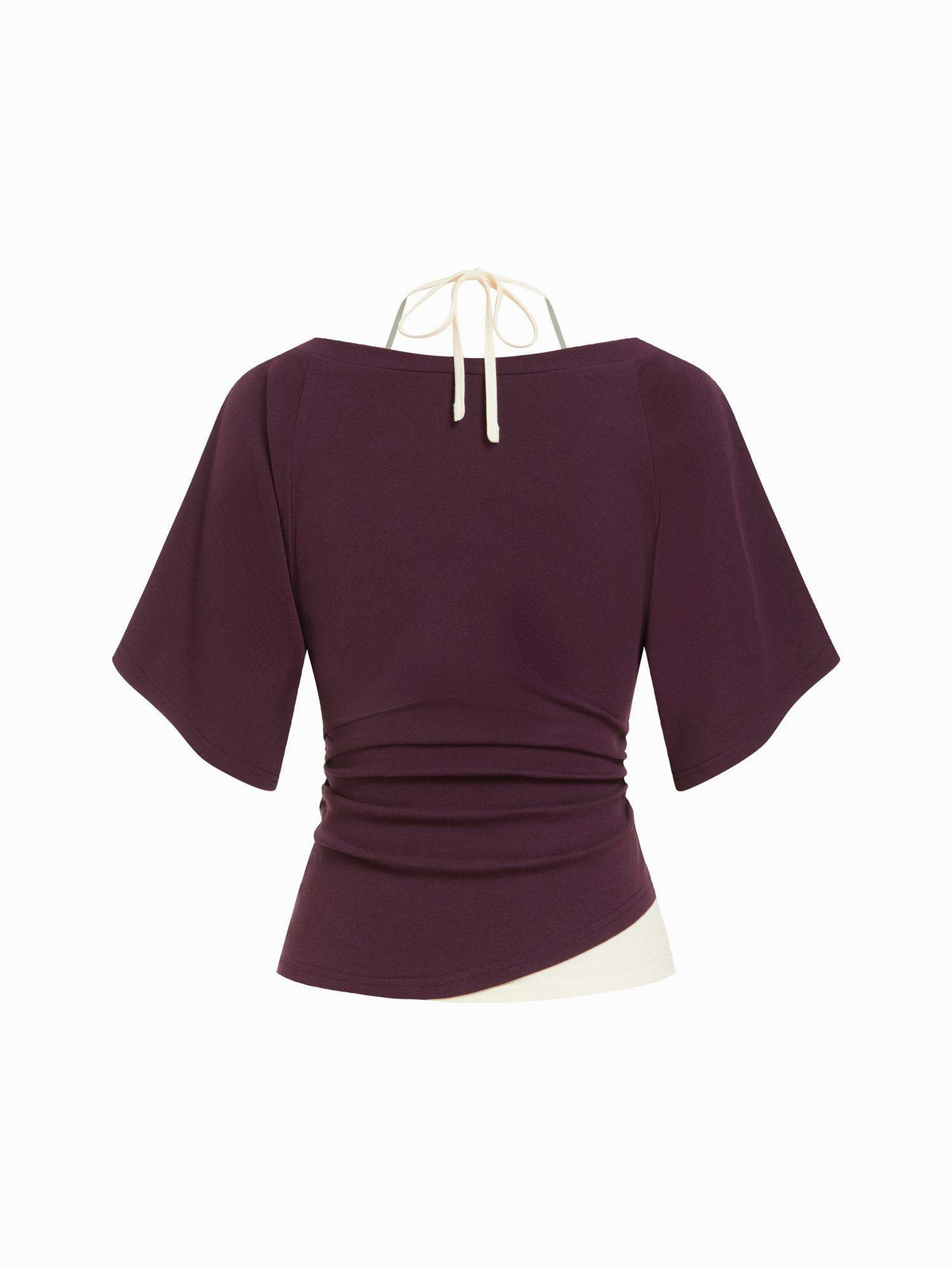 Ruched Women's V-Neck Halter Neck Top Purple | HT67 - view 2