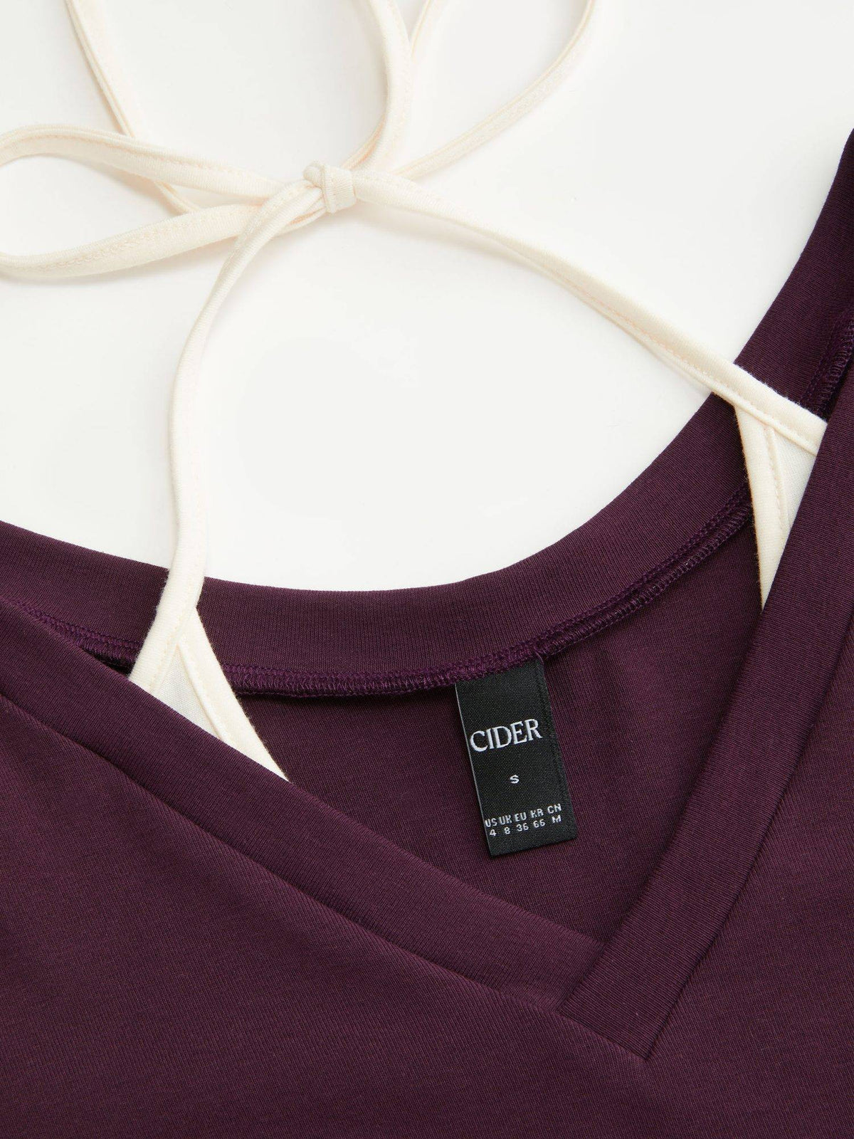 Ruched Women's V-Neck Halter Neck Top Purple | HT67 - view 4