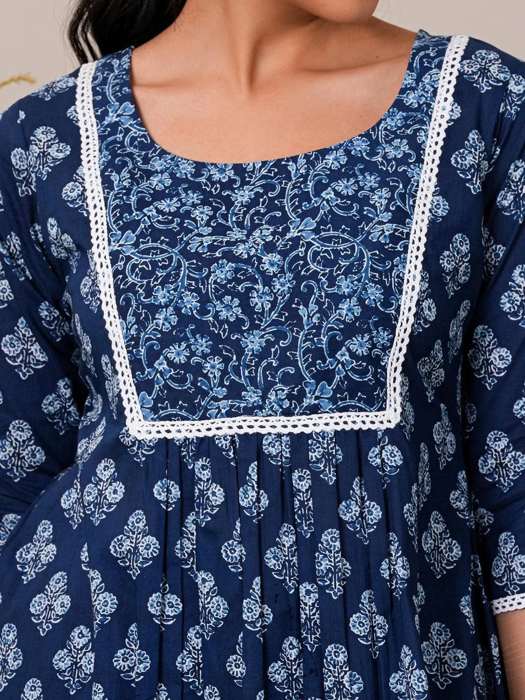 Libas Indigo Printed Cotton A-Line Kurti P23