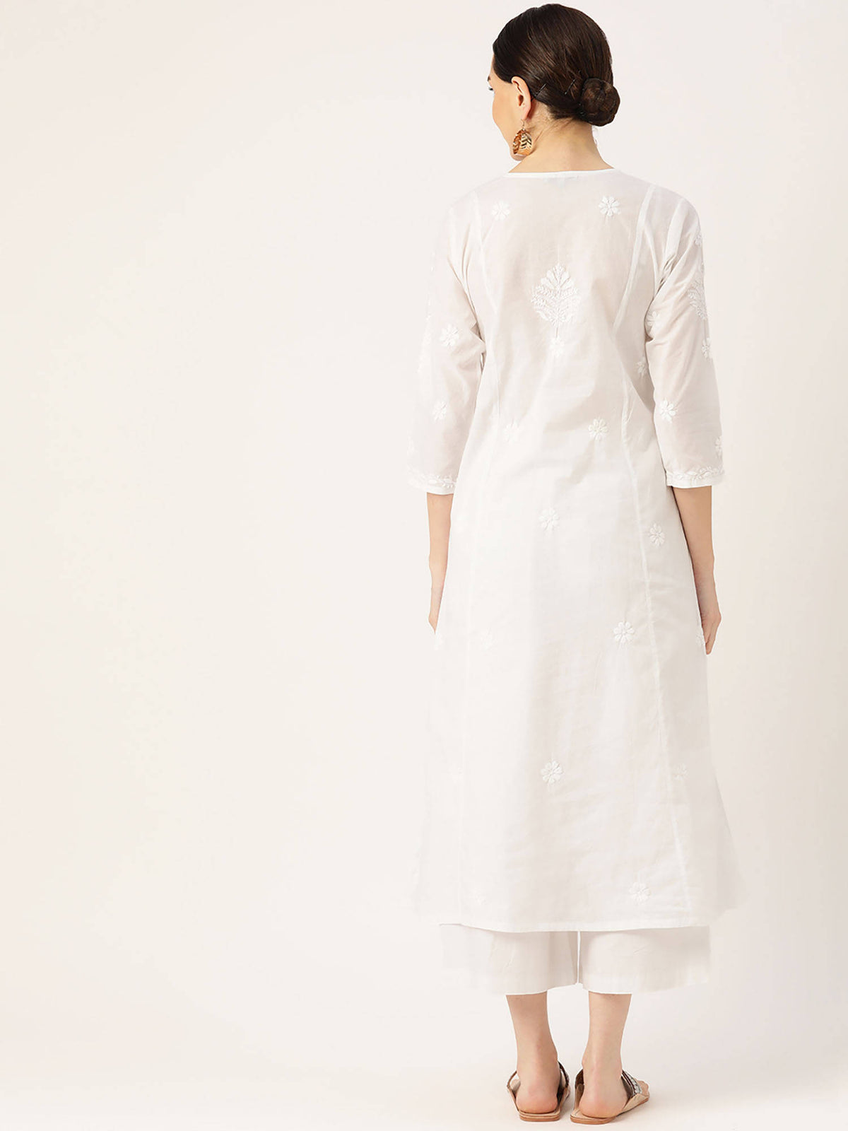 Hok Chikankari Stylish Long Kurta White | FY93 - view 4