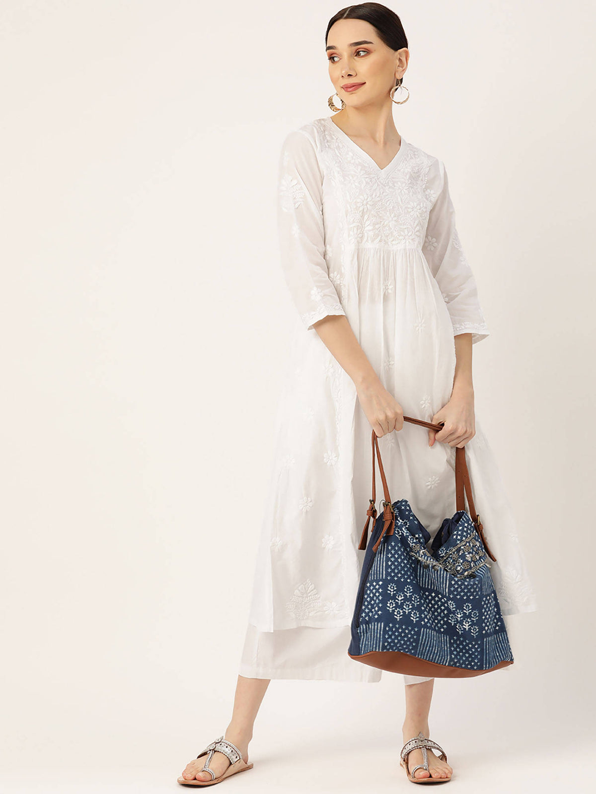 Hok Chikankari Stylish Long Kurta White | FY93 - view 5