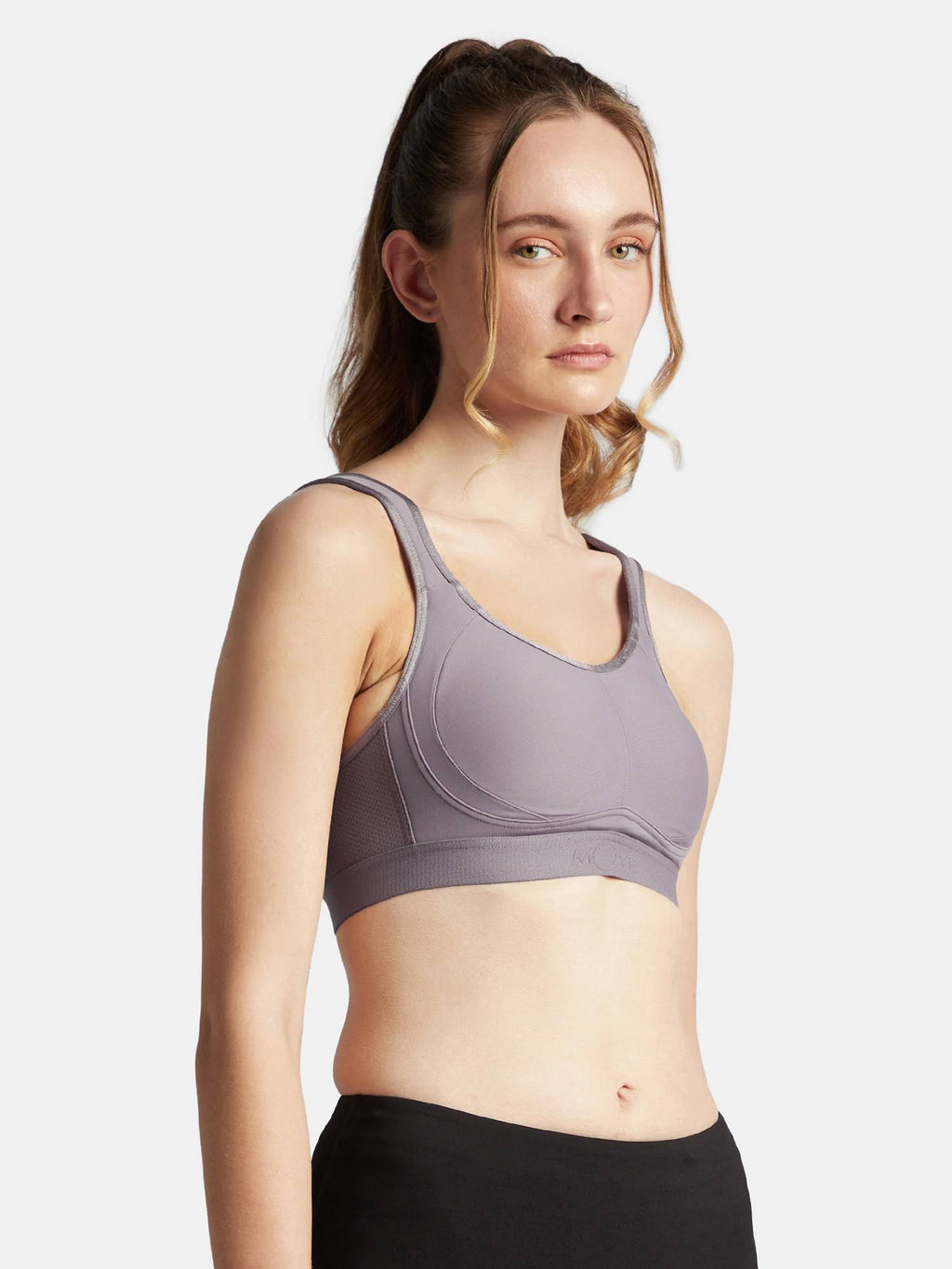 MI11 Wirefree Microfiber Elastane Active Wear Sports Bra - Black | sb09 - view 28