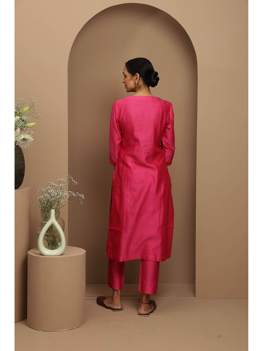 Fuchsia Pink Chanderi Kurta | KDG - view 4