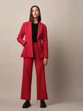 Red Mid Rise Tailored Pants