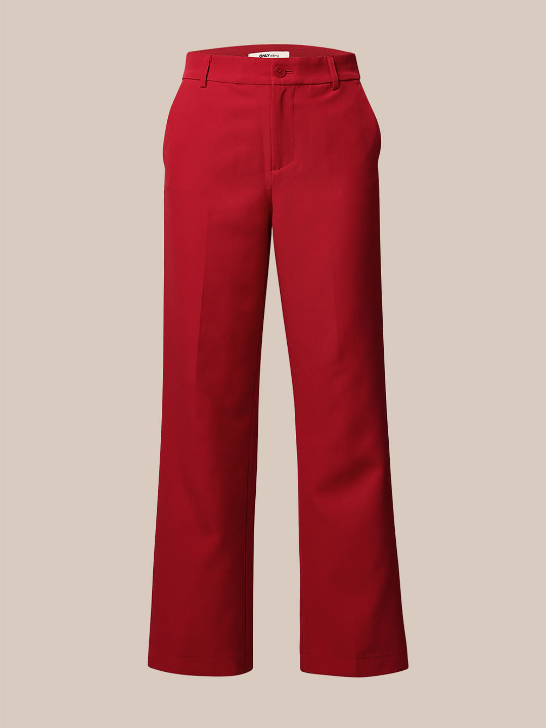 Red Mid Rise Tailored Pants