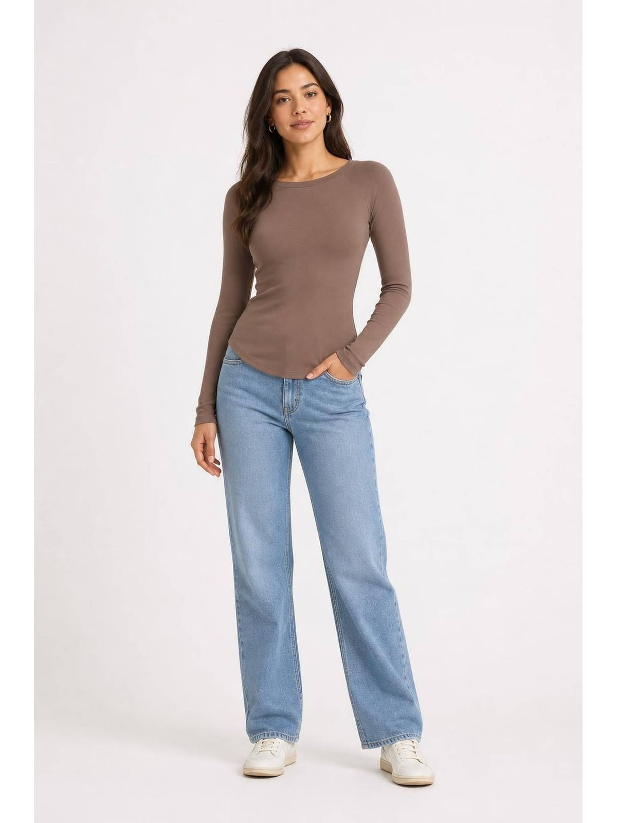 Pink Boat Neck Solid Long Sleeve Tee | TS56 - view 32