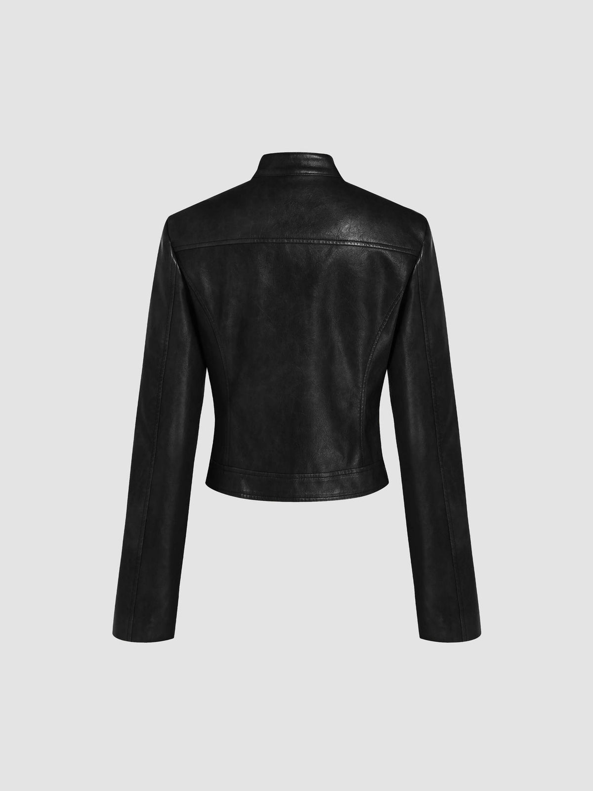 Faux Leather Stand Collar Zipper Biker Jacket | JC78 - view 2