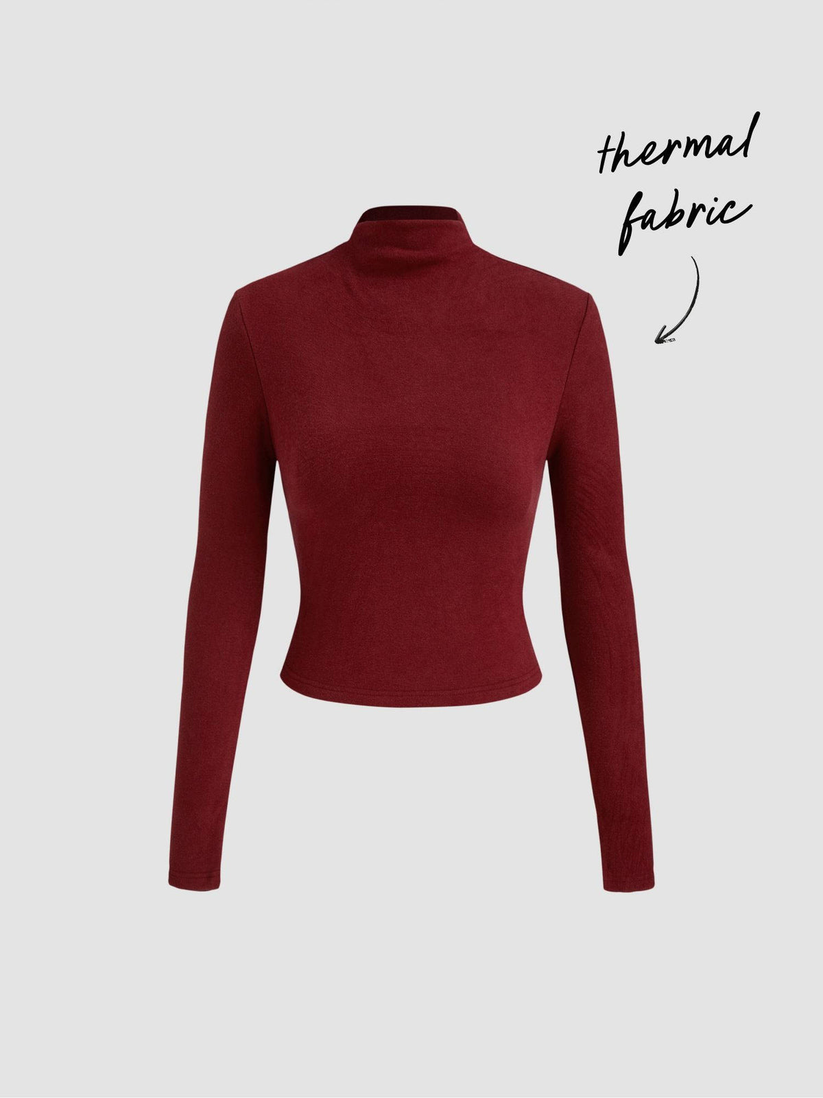 Thermal Cotton-blend Stand Collar Solid Long Sleeve Tee | TS56 - view 34