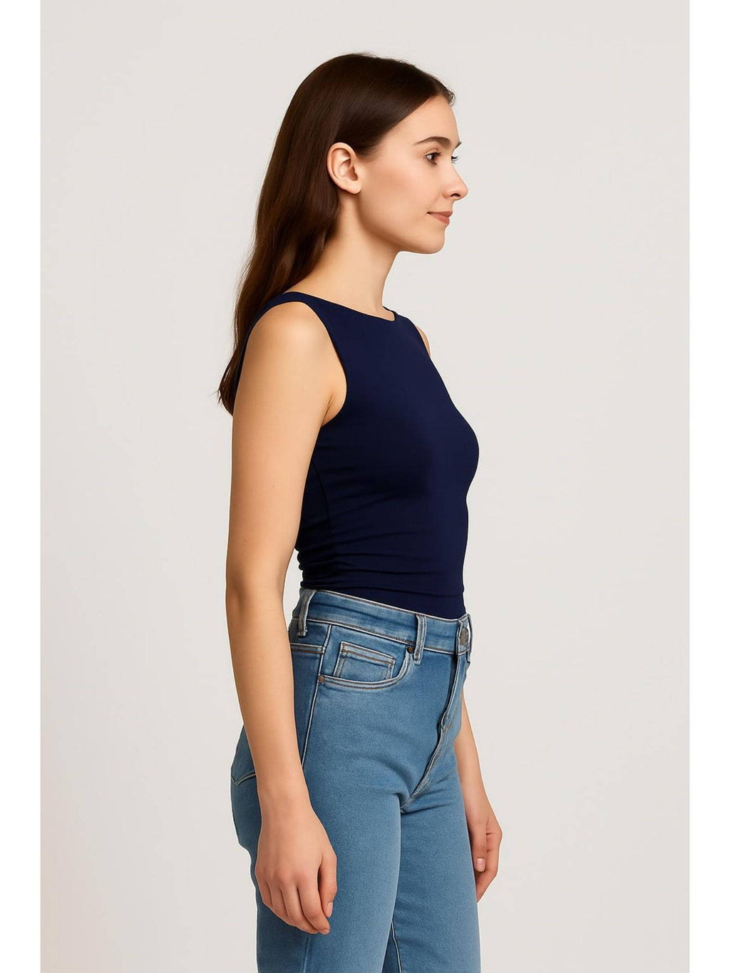 Boat Neck Ruched Solid Crop Tank Top | TT98 - view 2