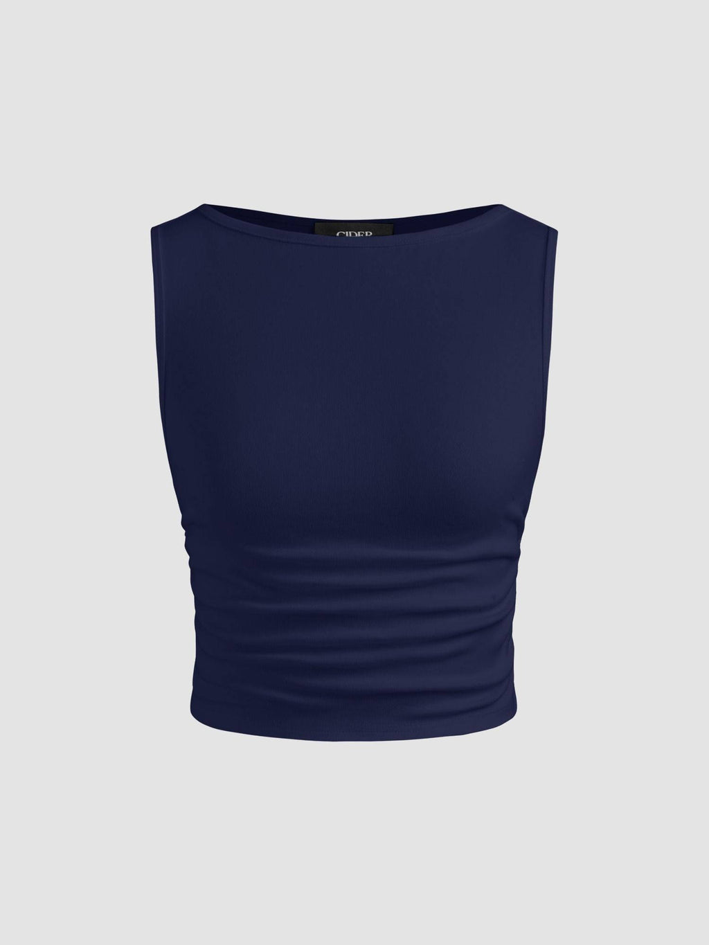 Boat Neck Ruched Solid Crop Tank Top | TT98 - view 4
