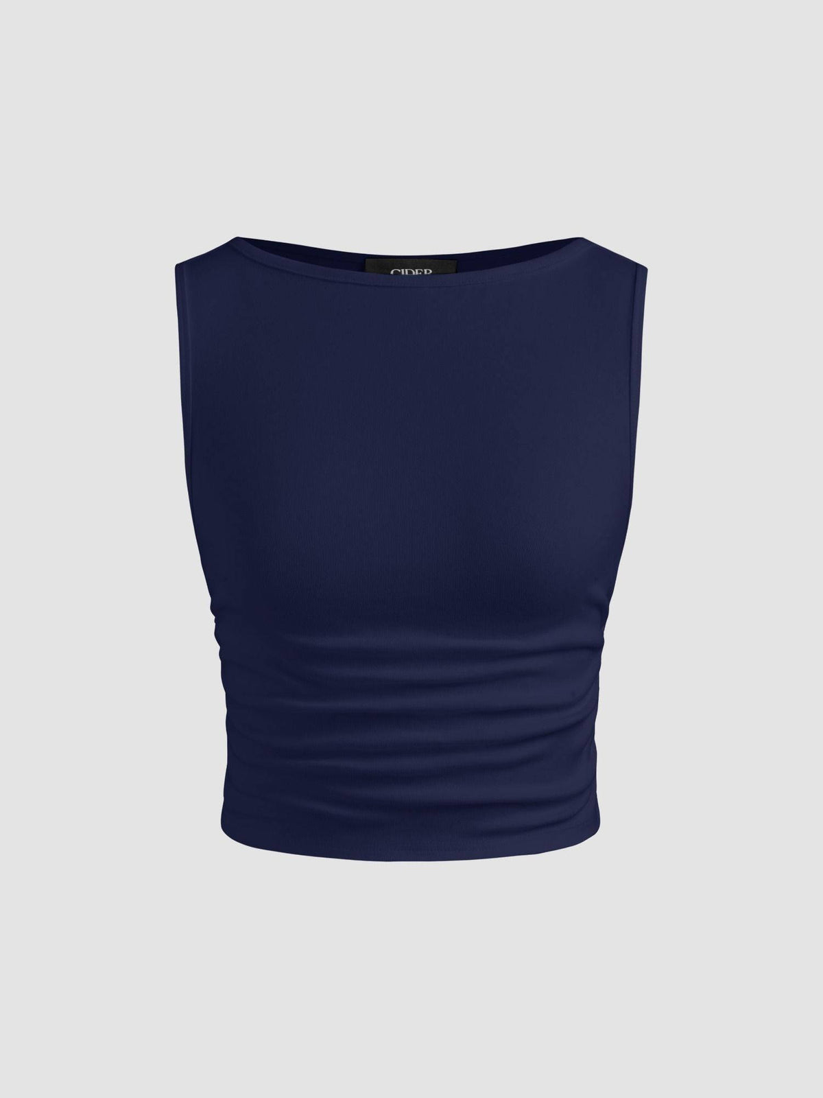 Boat Neck Ruched Solid Crop Tank Top | TT98 - view 4