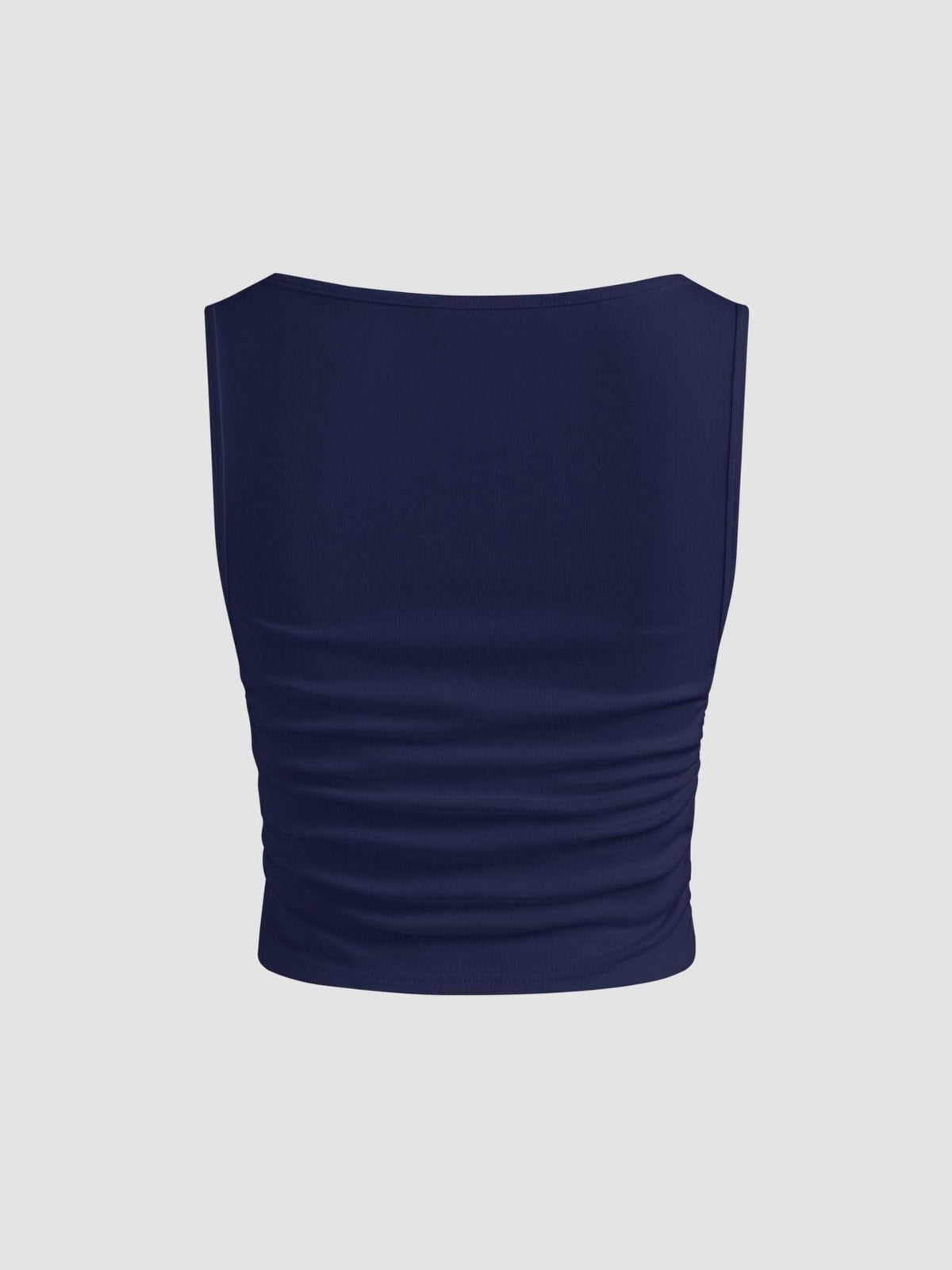 Boat Neck Ruched Solid Crop Tank Top | TT98 - view 5