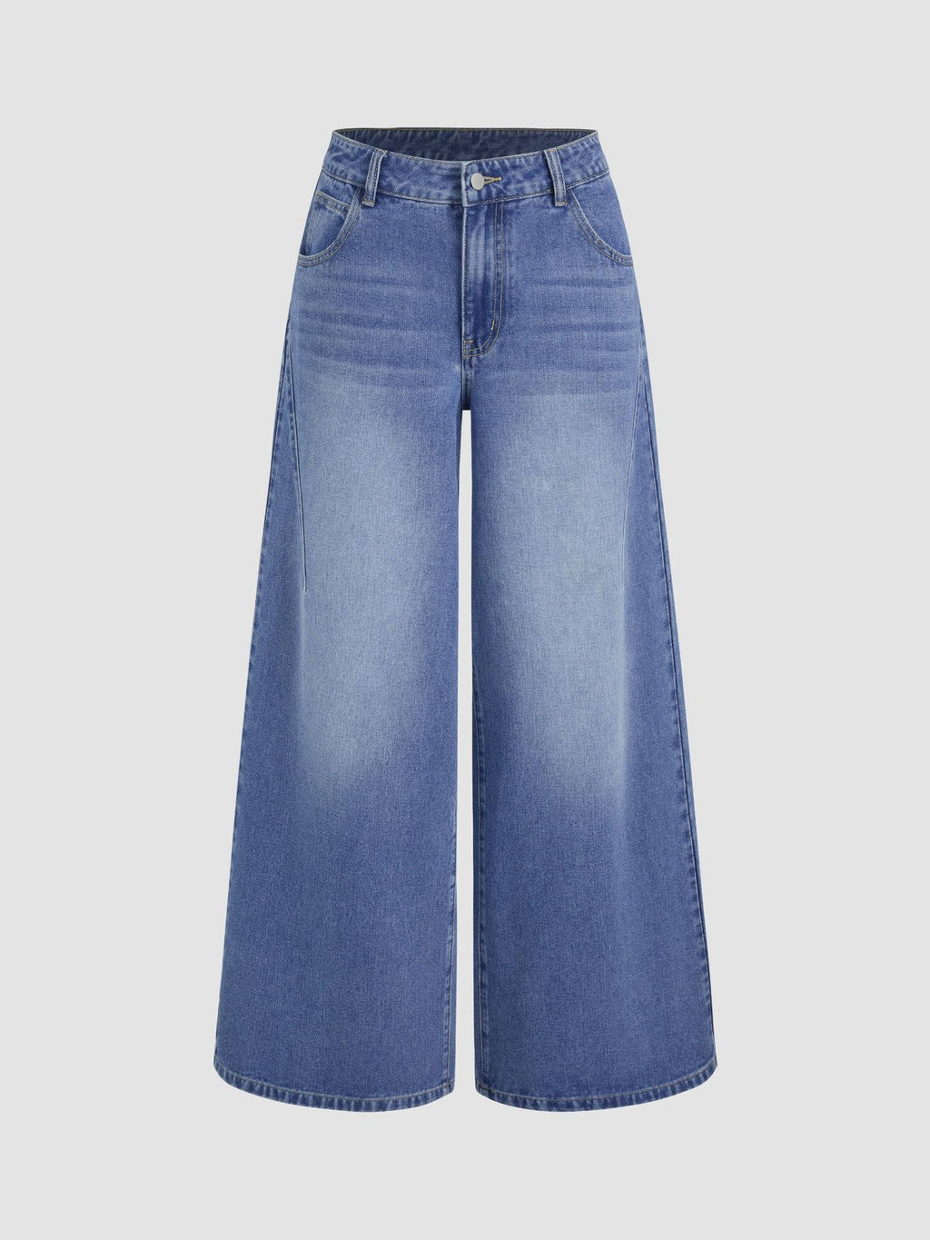 Denim Mid Rise Solid Wide Leg Jeans | WL90 - view 6