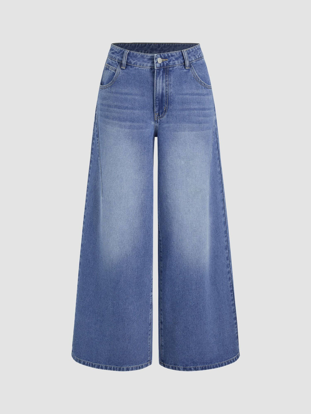 Denim Mid Rise Solid Wide Leg Jeans | WL90 - view 6