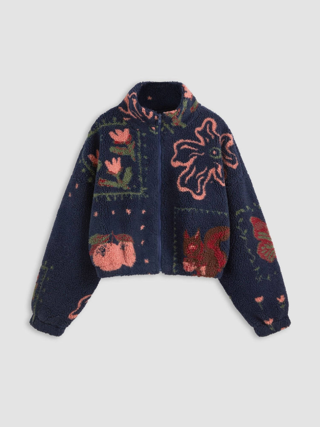 Fleece High Neck Graphic Zipper Jacket | JC78 - view 2
